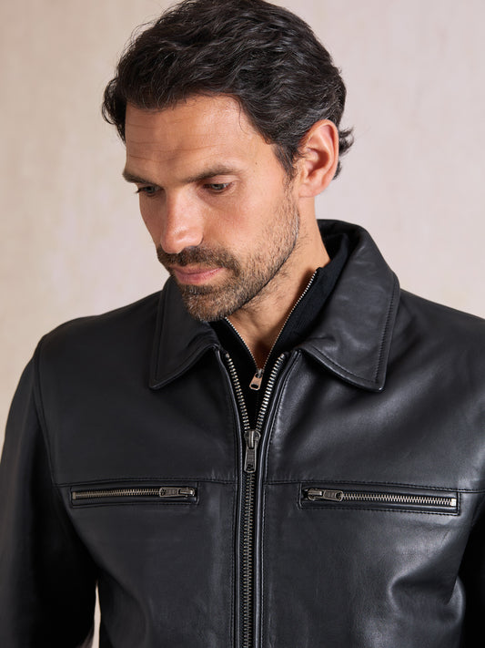 Renford Collared Leather Jacket