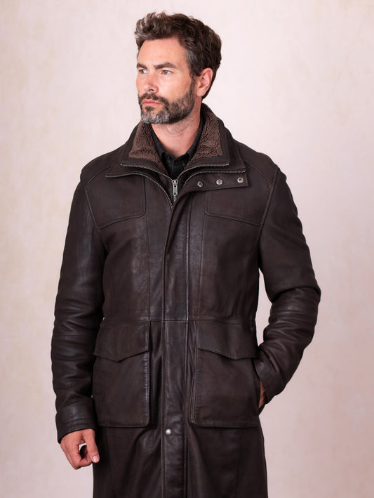 Kielder Long Leather Coat