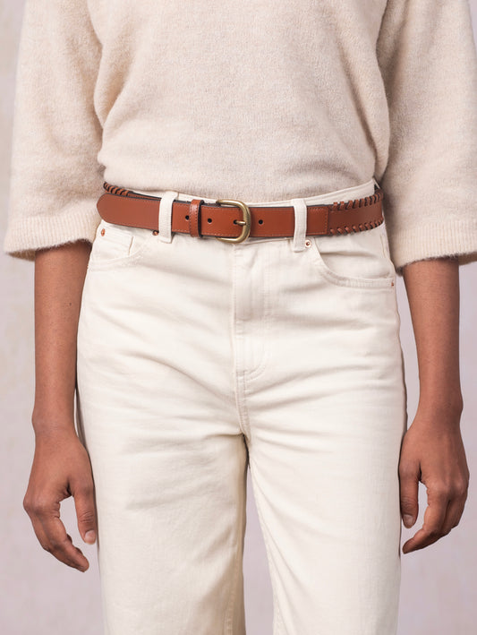 Wray Whip Stitch Leather Belt
