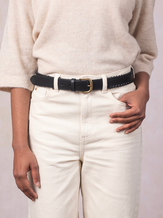 Wray Whip Stitch Leather Belt