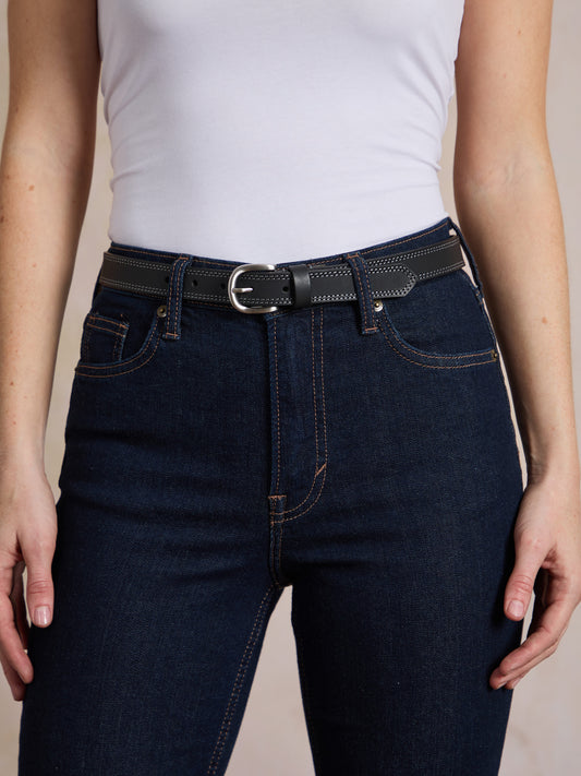 Keisley Twin Stitch Leather Belt