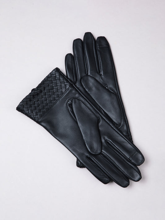 Willow Woven Cuff Leather Gloves