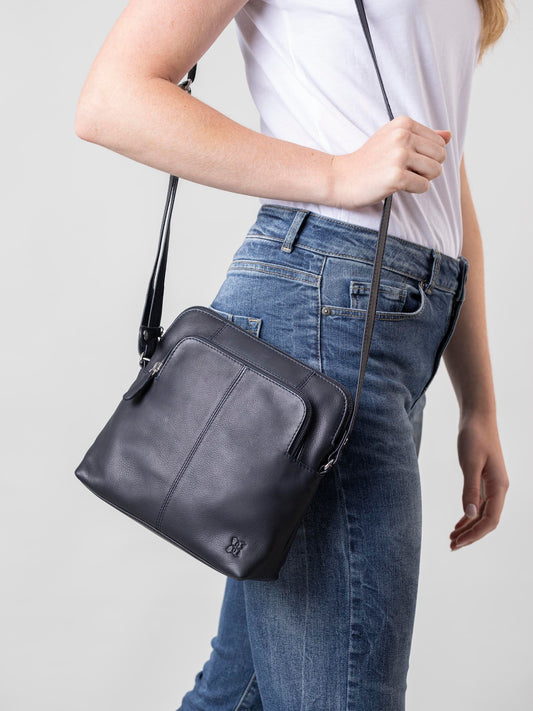 Raven Leather Cross Body Bag