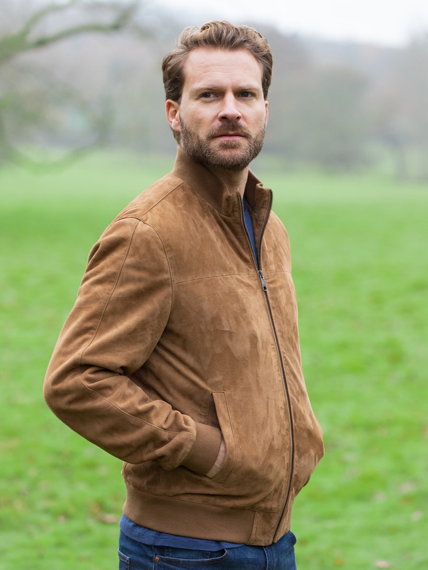 Dalston Suede Bomber Jacket