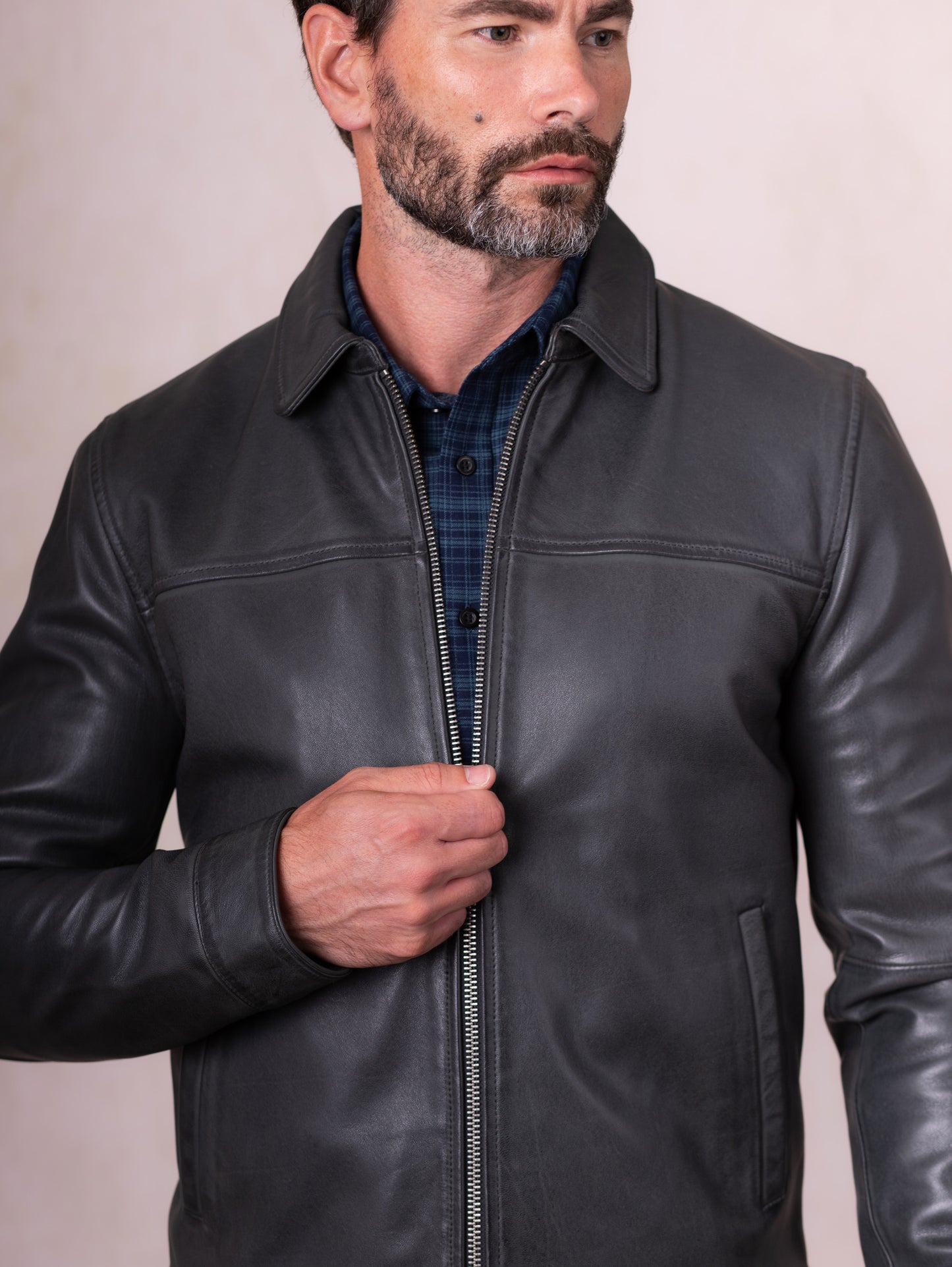 Renwick Collared Leather Jacket