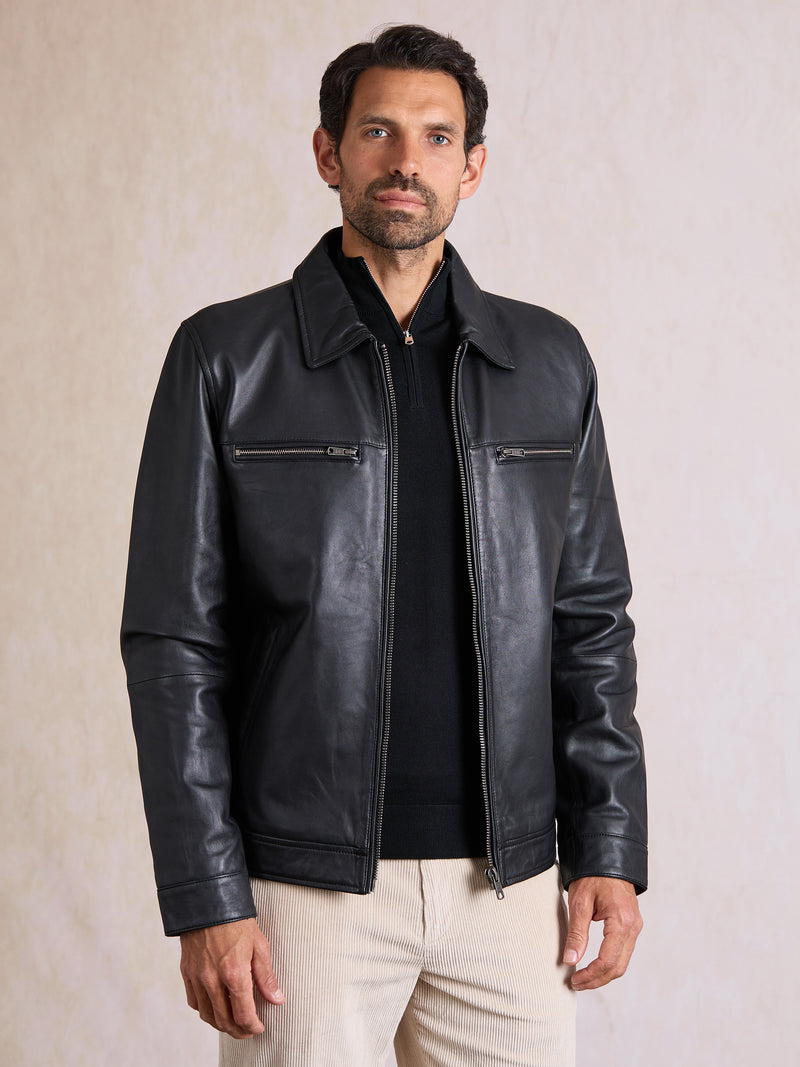 Renford Collared Leather Jacket