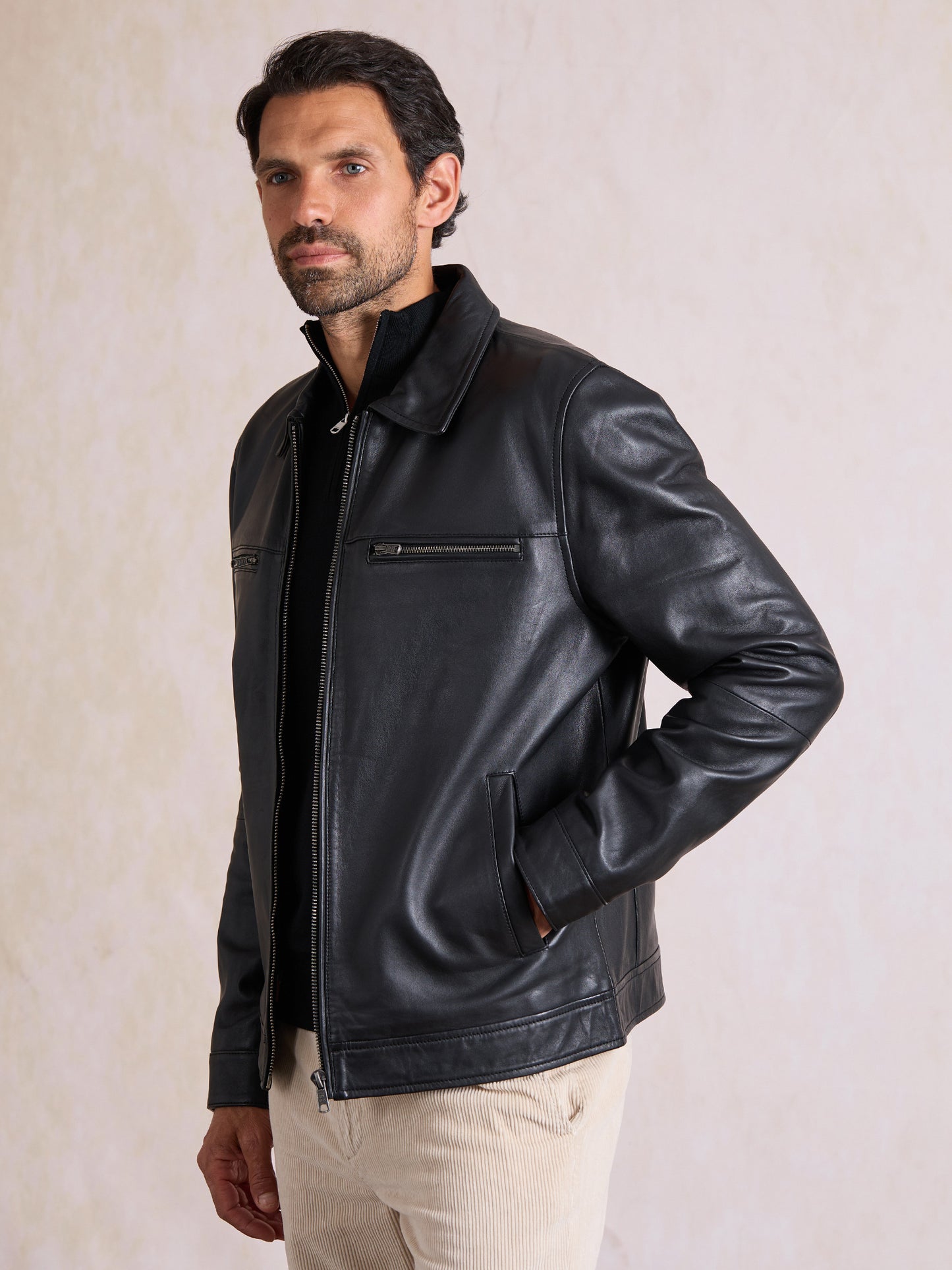 Renford Collared Leather Jacket