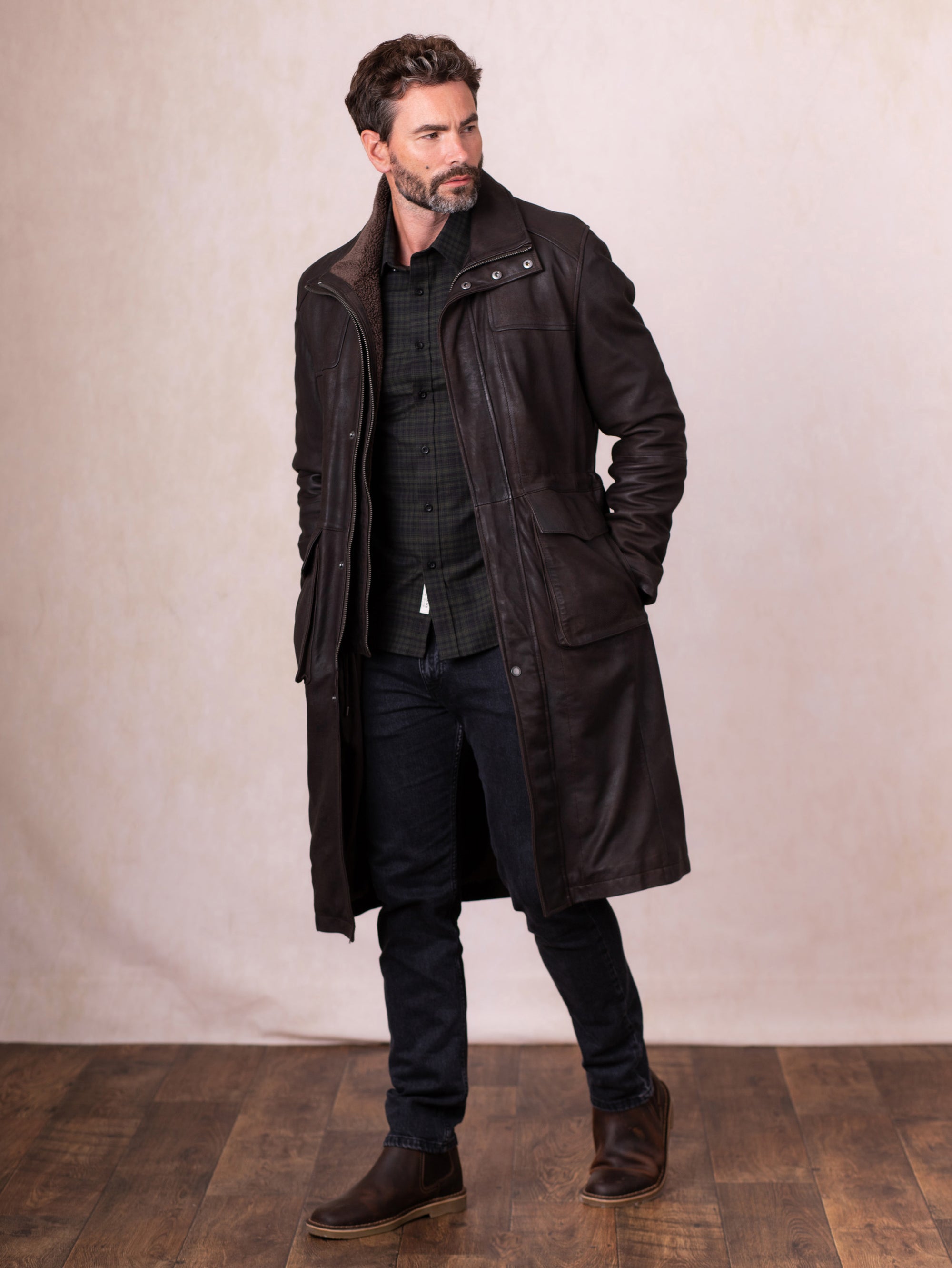 Kielder Long Leather Coat
