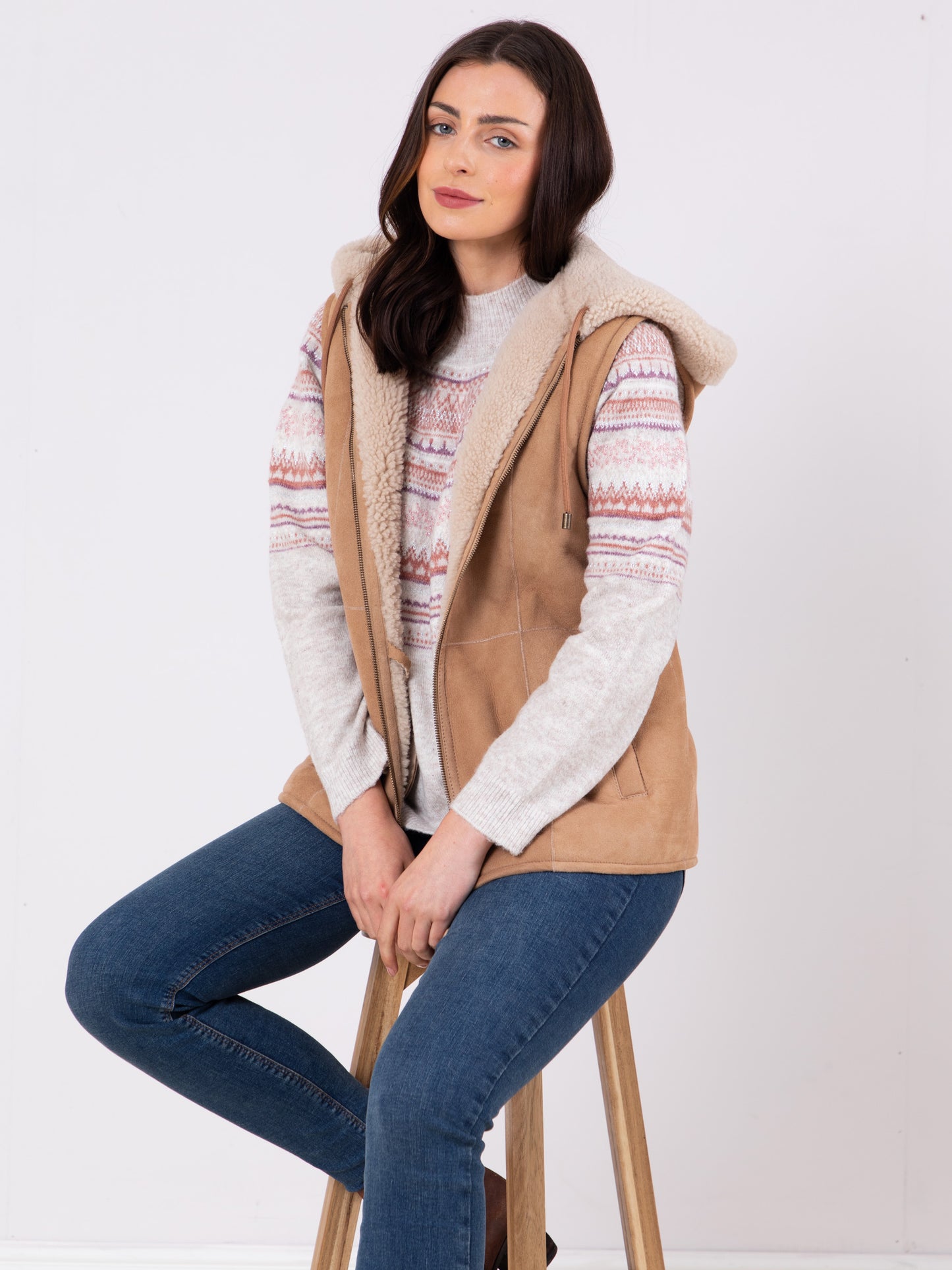 Grasmoor Shearling Hooded Gilet