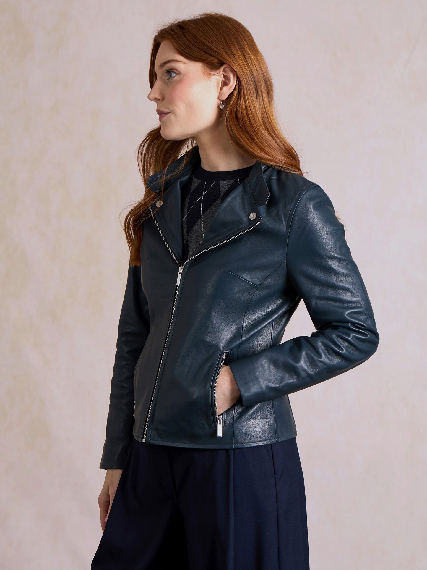Newland Centre Zip Leather Biker Jacket