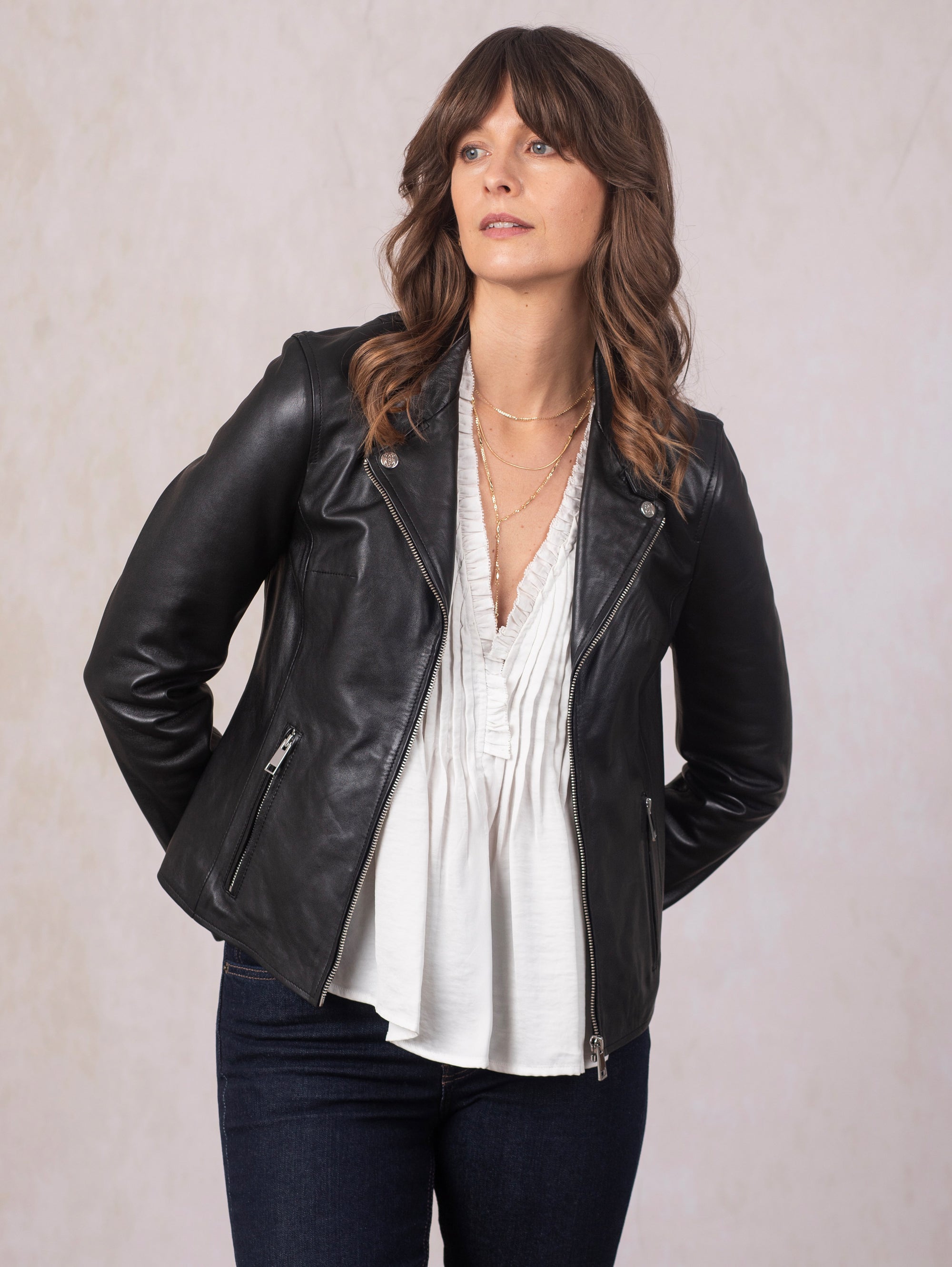 Newland Centre Zip Leather Biker Jacket