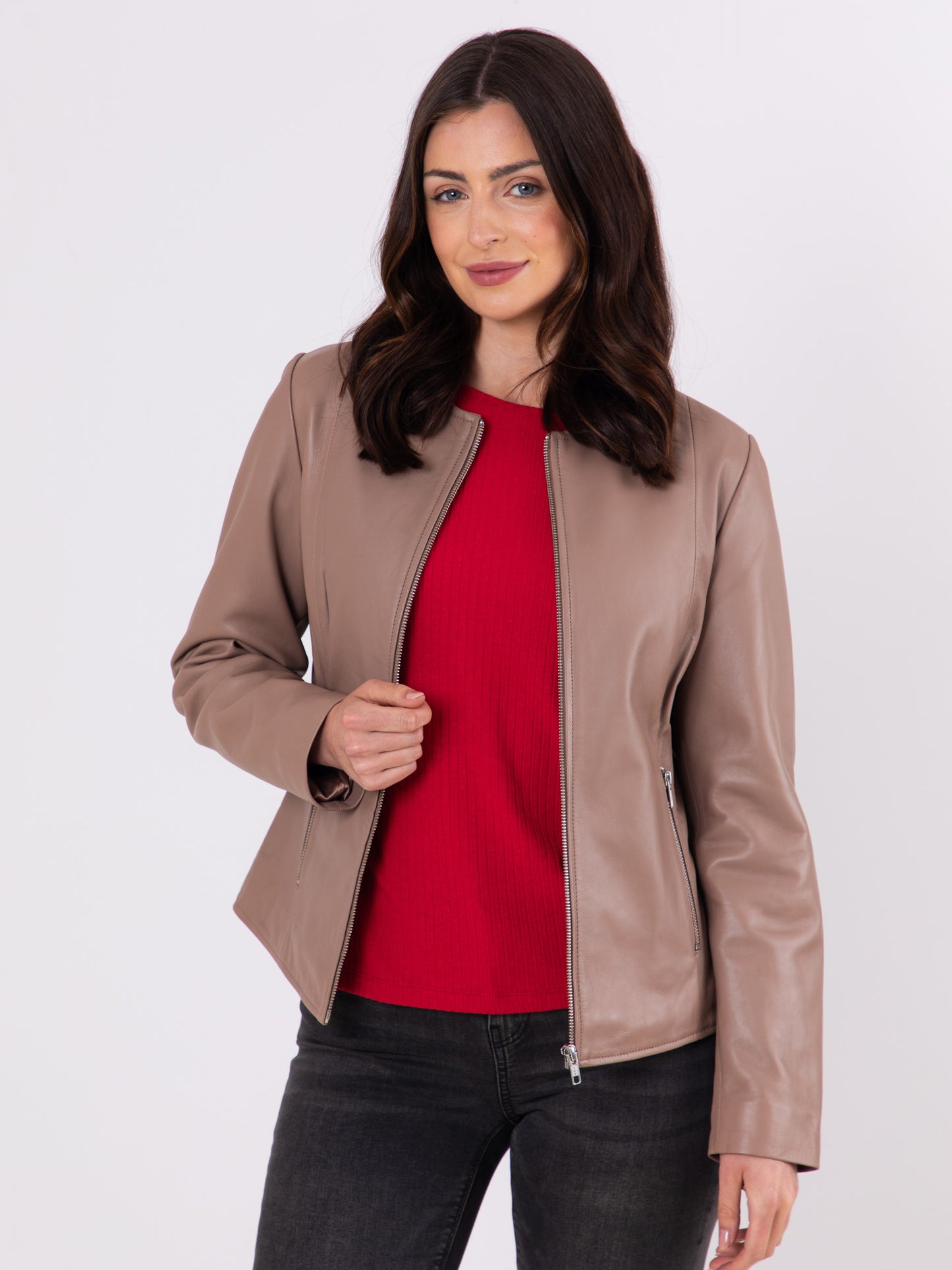 Crosby Collarless Leather Jacket