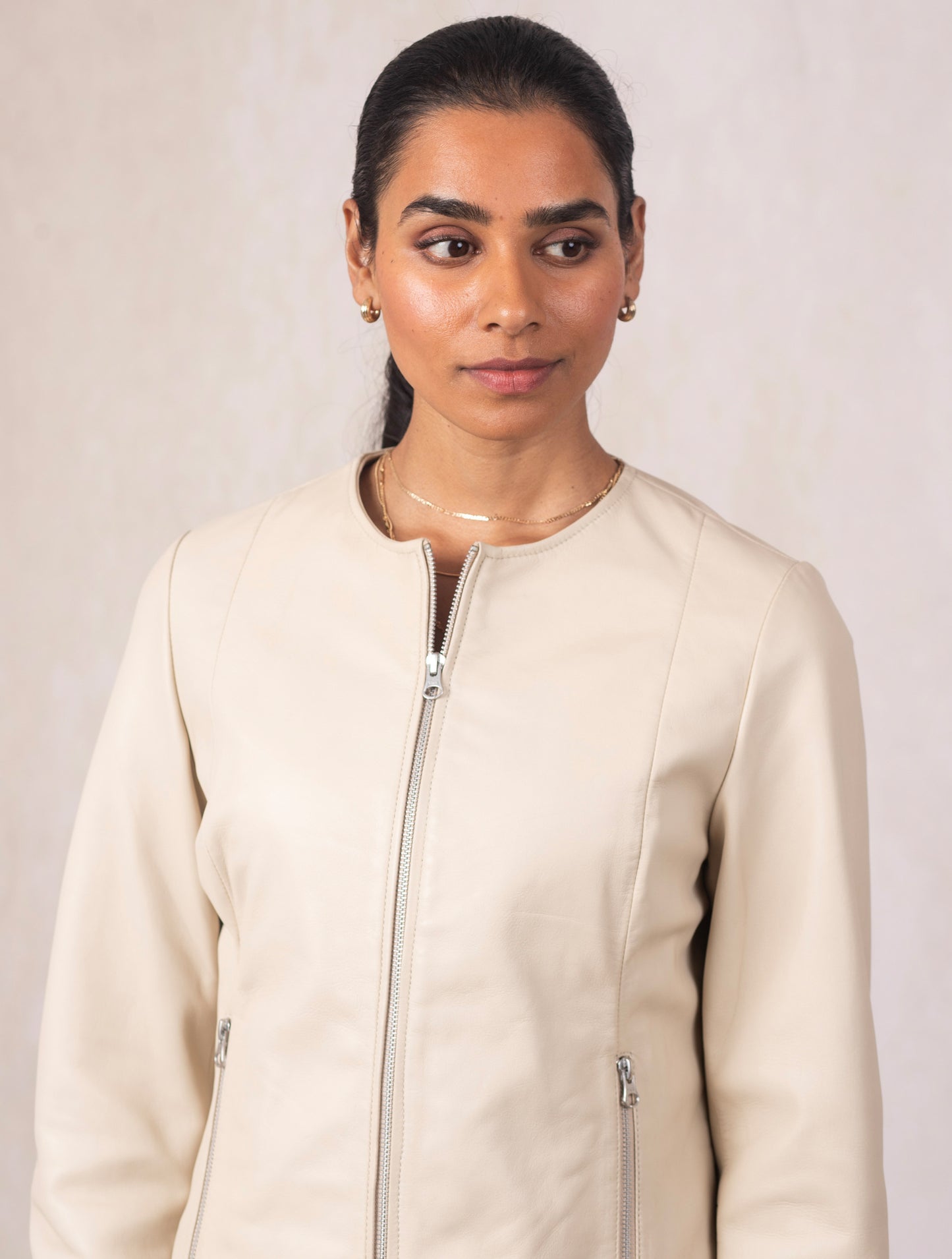 Crosby Collarless Leather Jacket