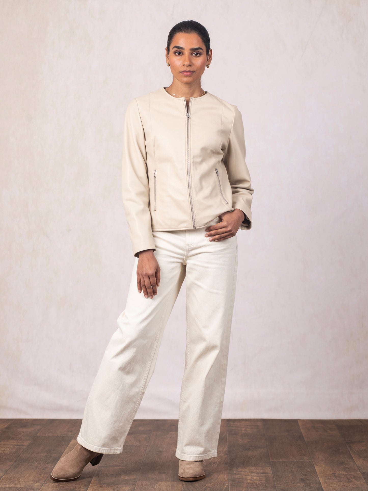 Crosby Collarless Leather Jacket
