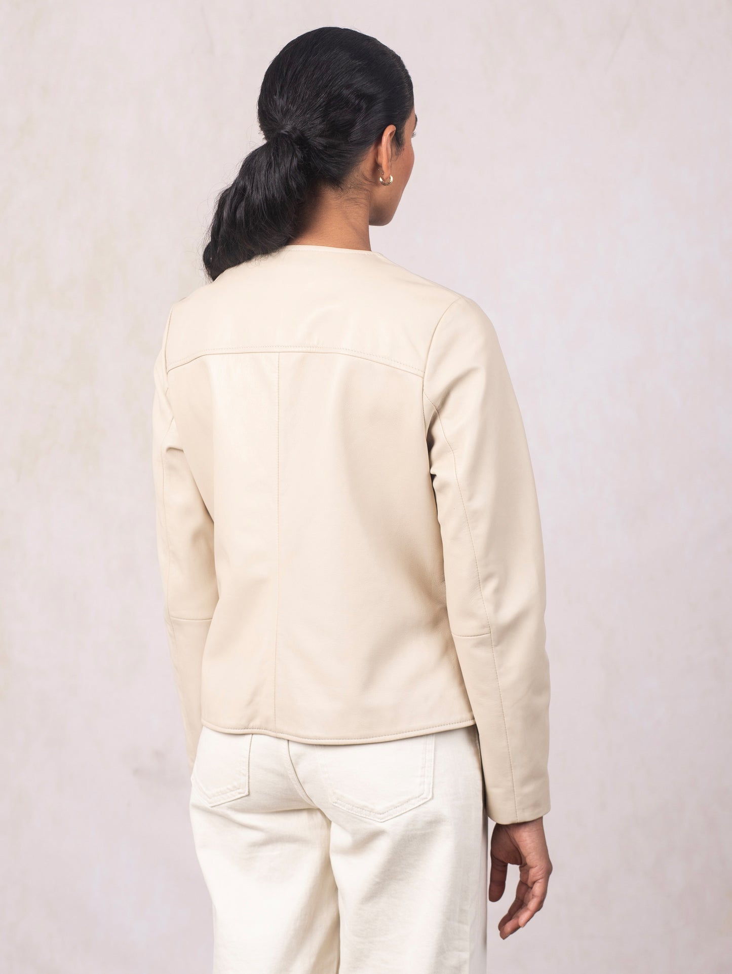 Crosby Collarless Leather Jacket