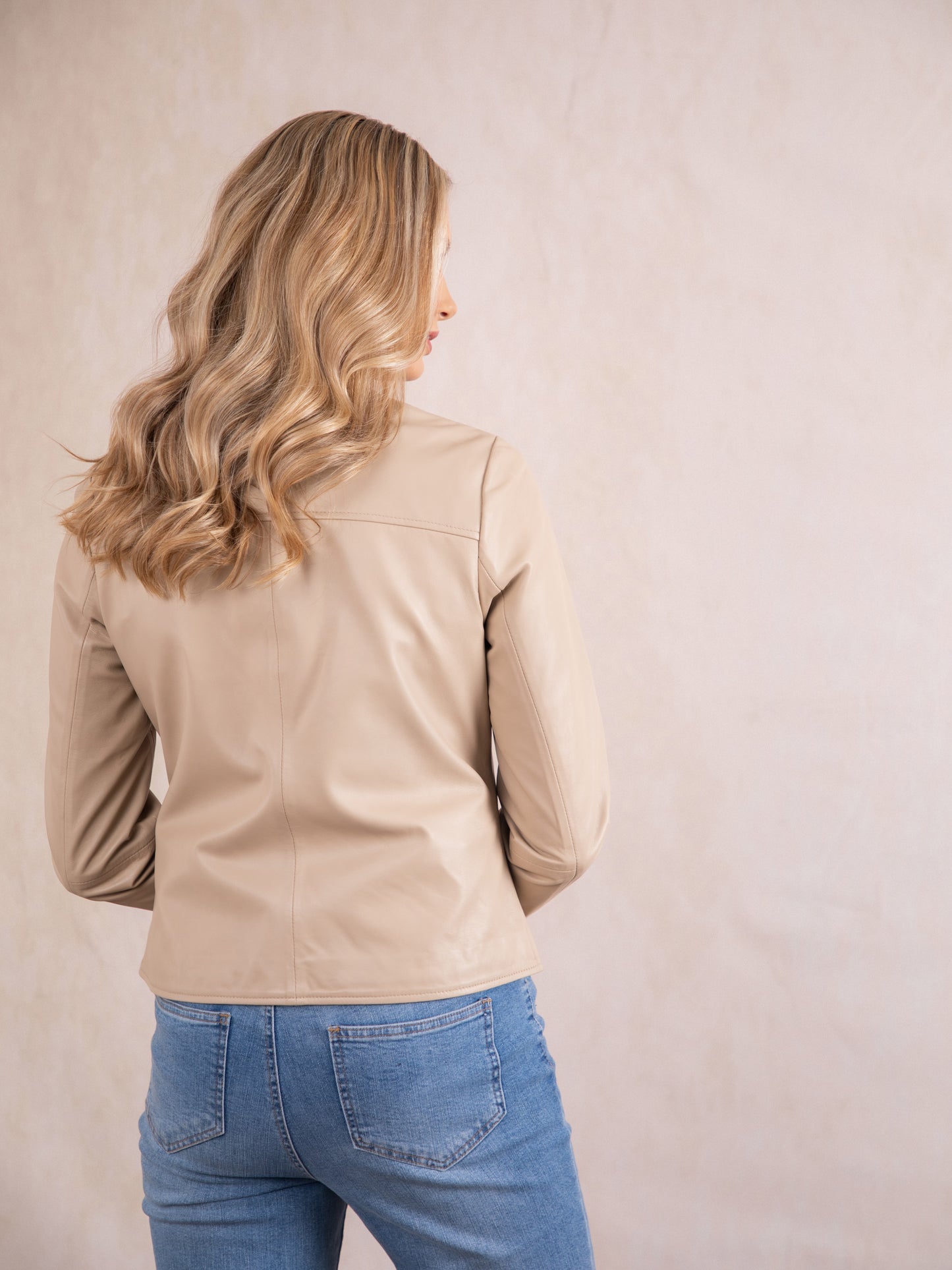 Crosby Collarless Leather Jacket