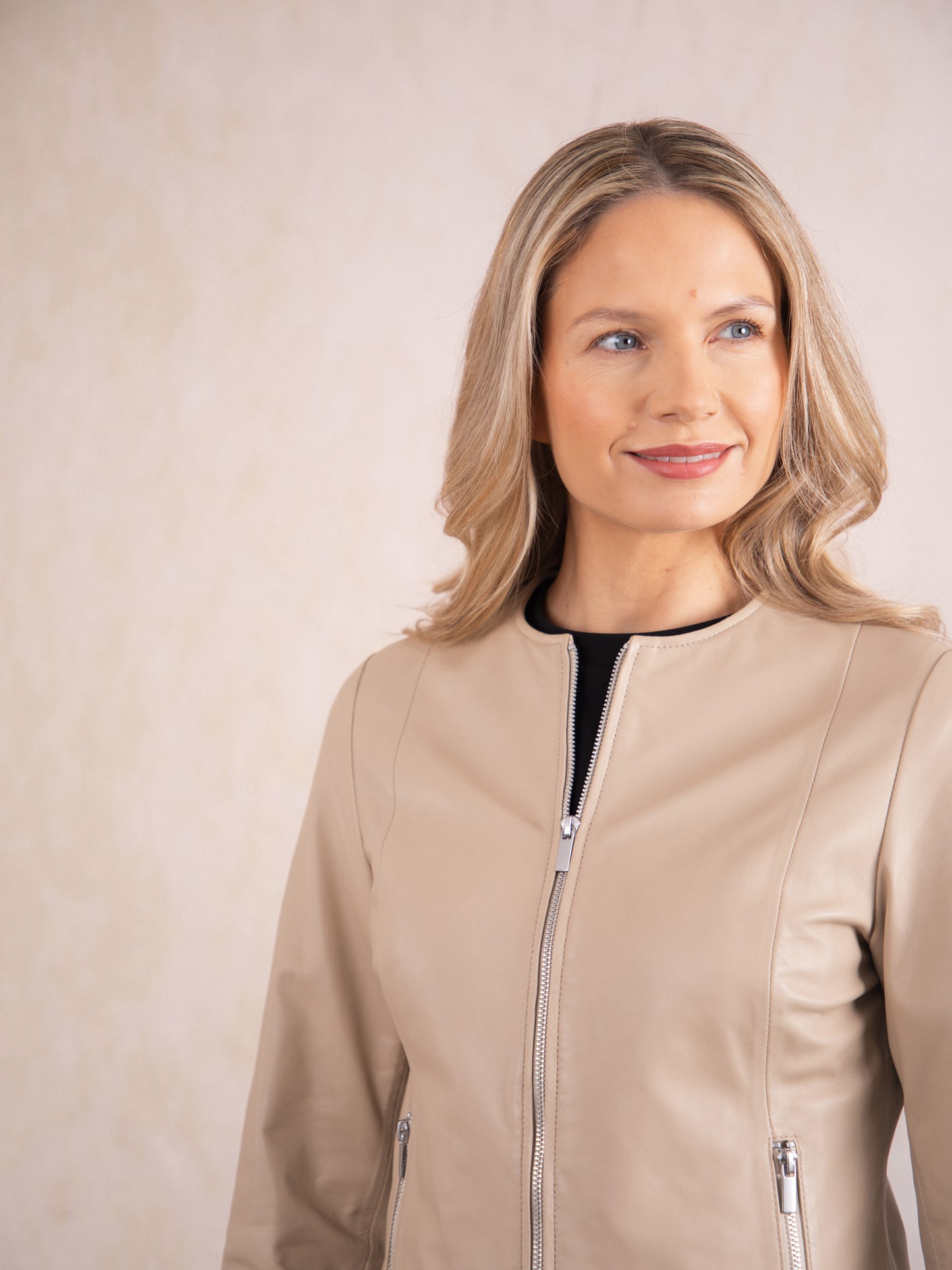 Crosby Collarless Leather Jacket