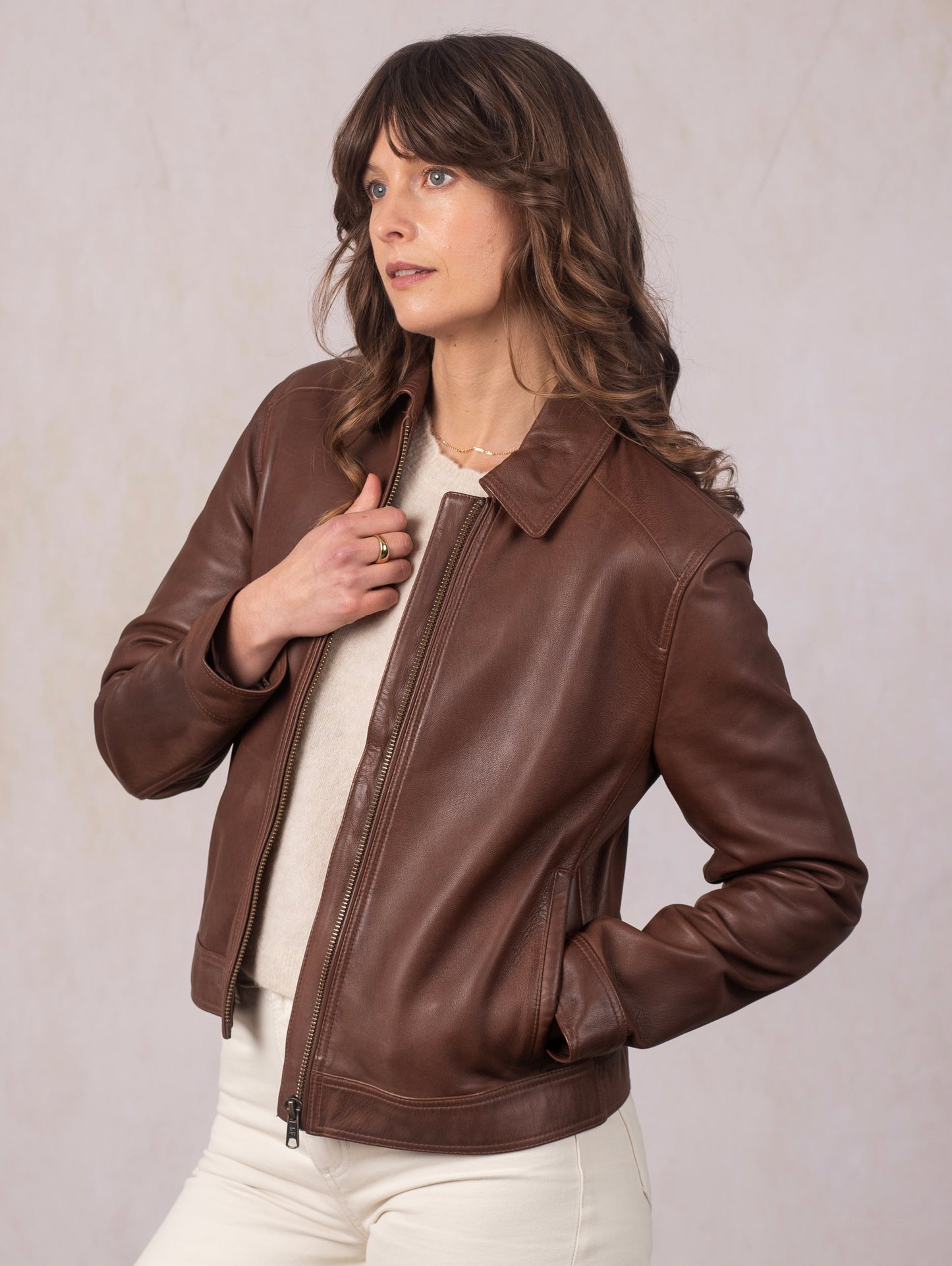 Crosthwaite Collared Leather Jacket