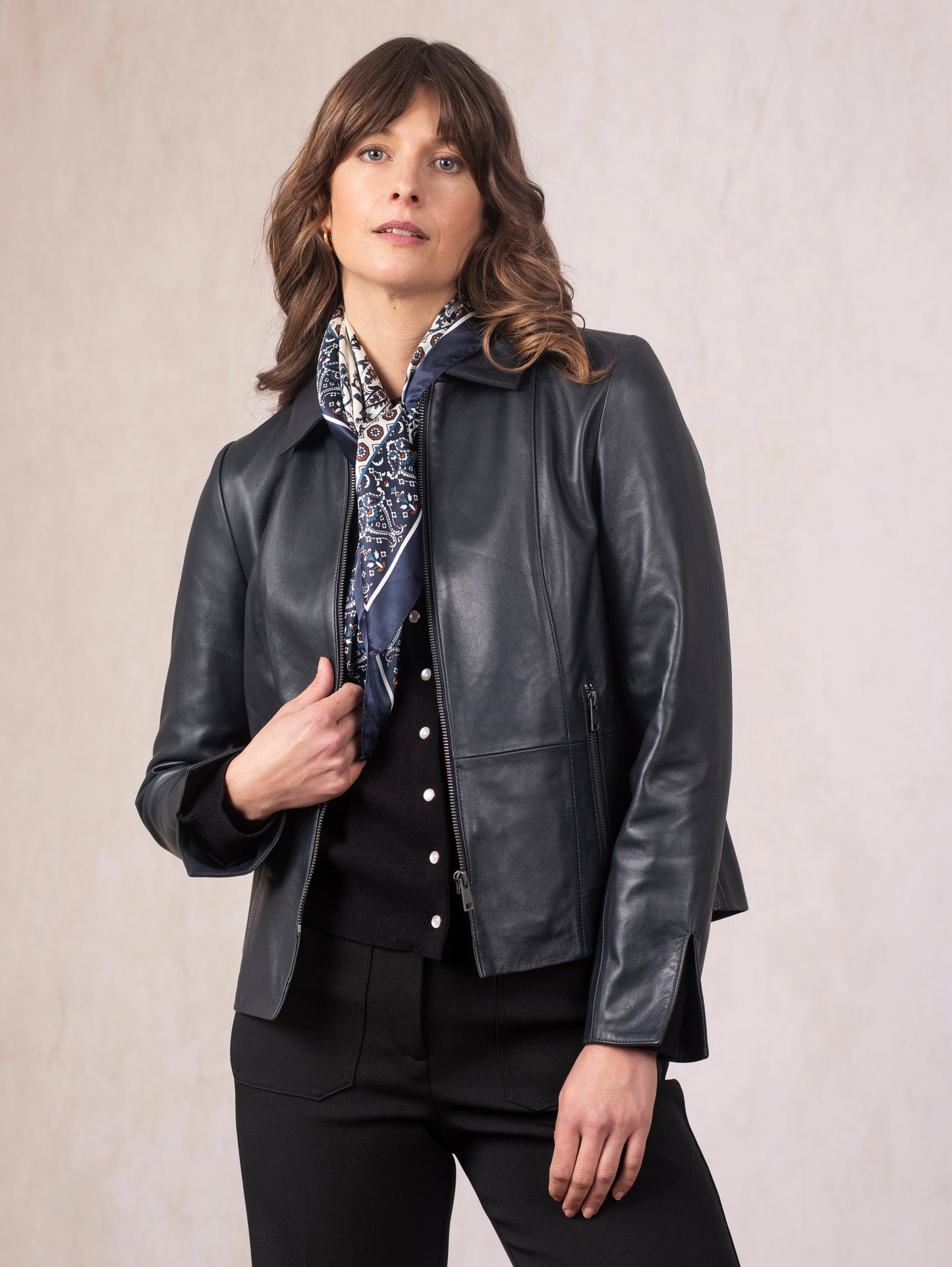Fairnam Collared Leather Jacket