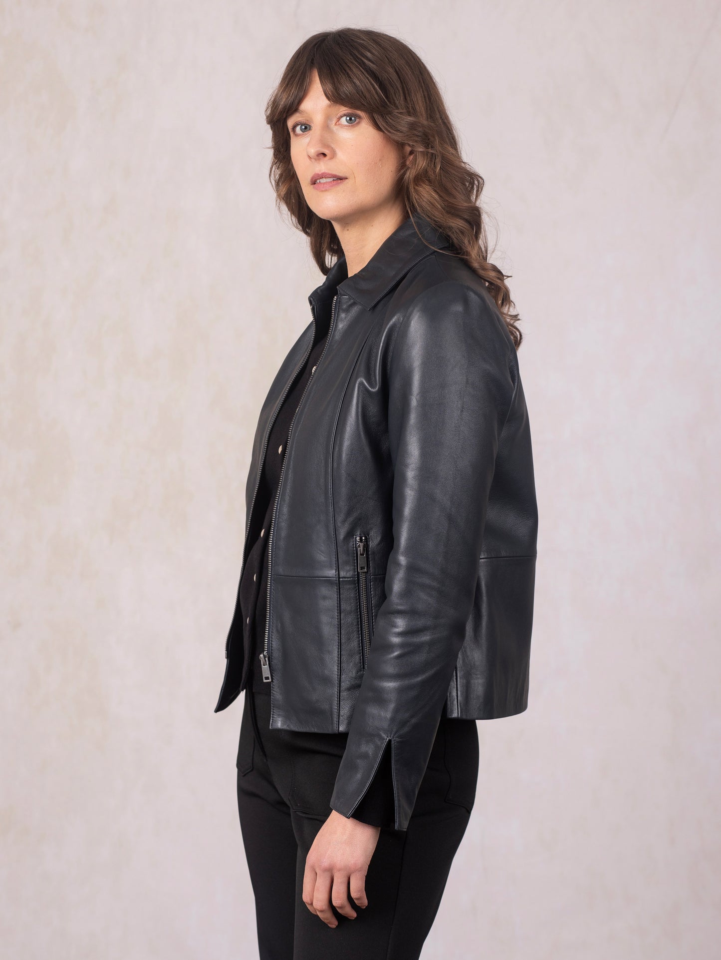 Fairnam Collared Leather Jacket