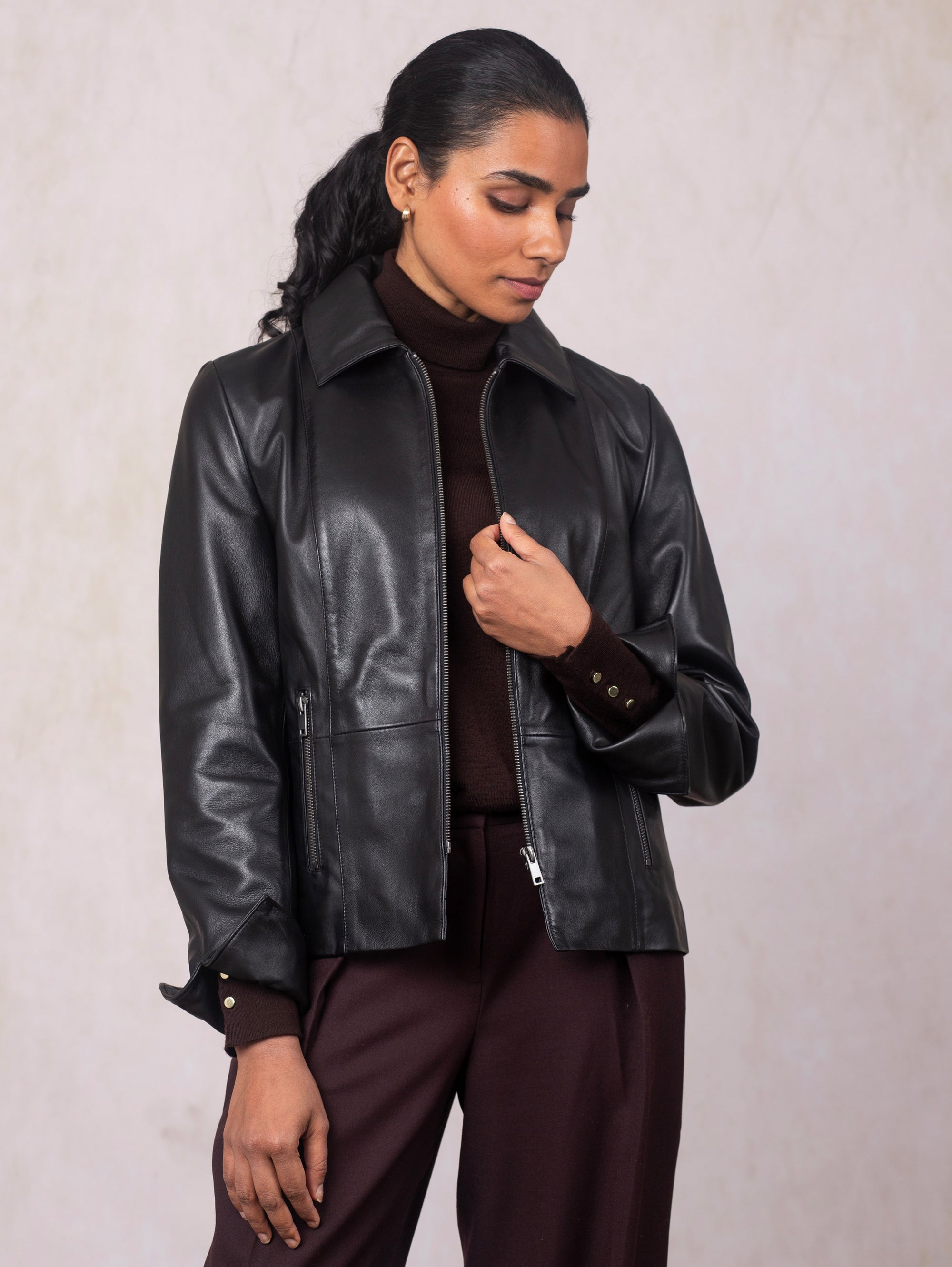 Fairnam Collared Leather Jacket