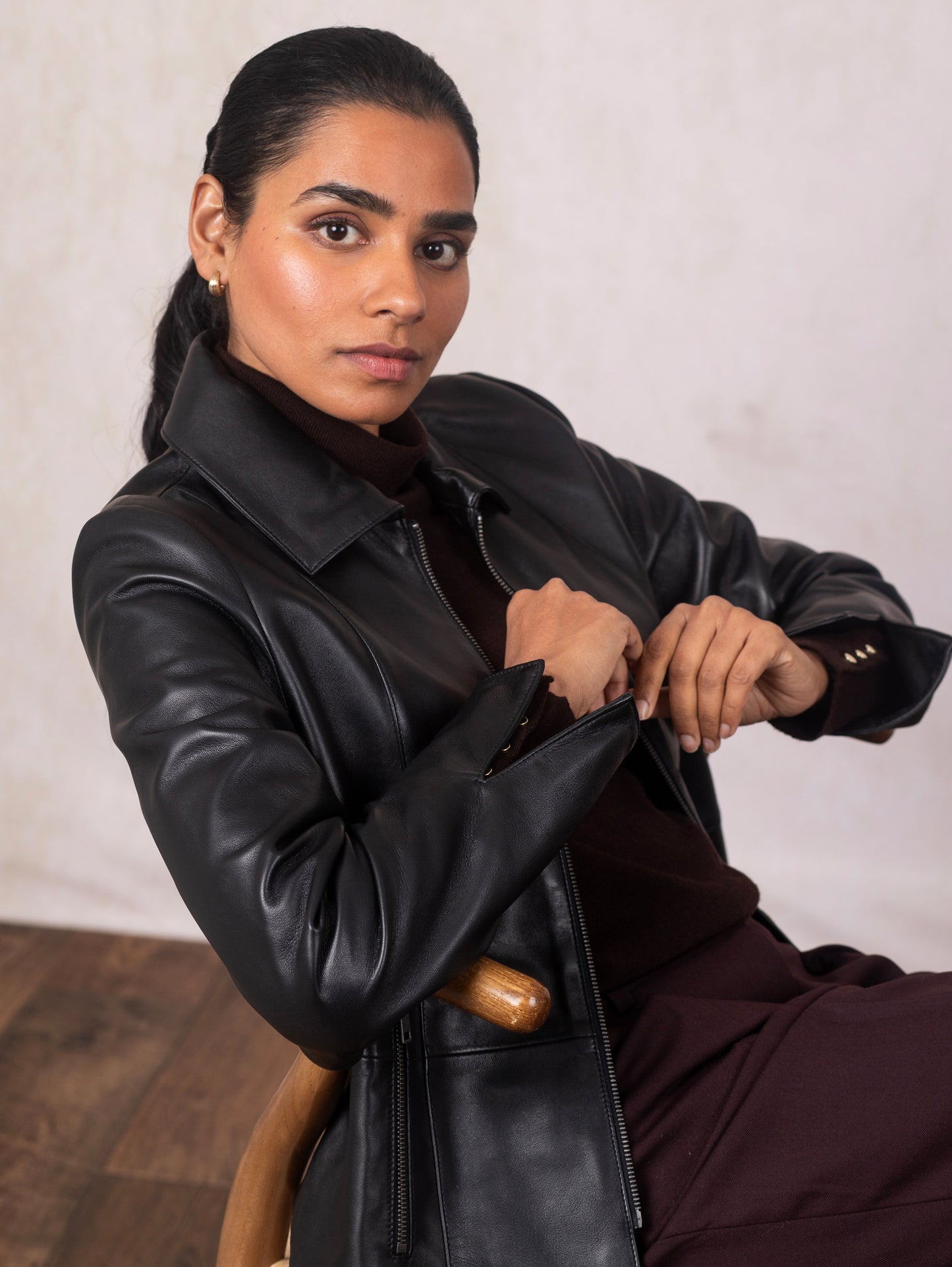 Fairnam Collared Leather Jacket