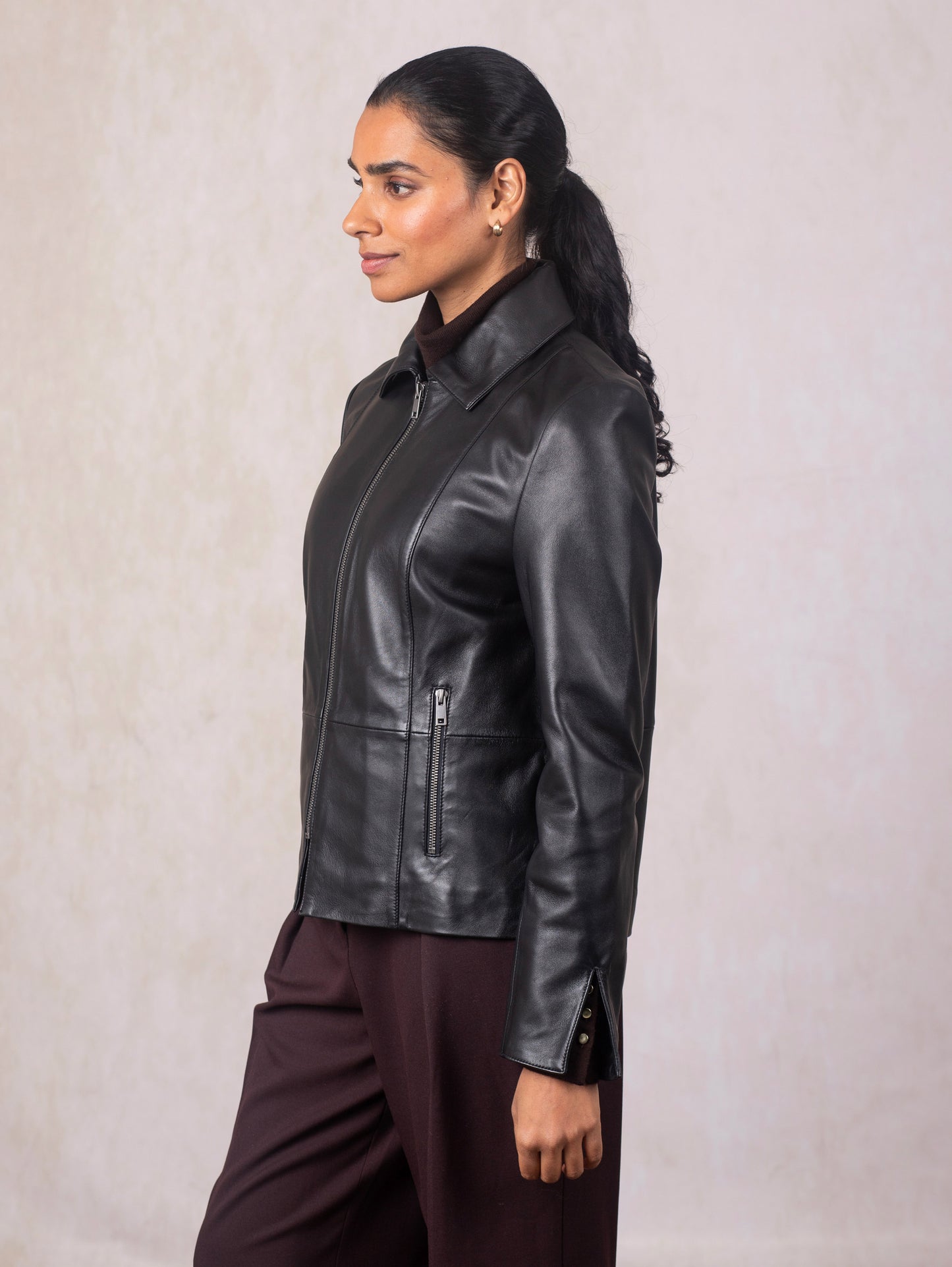 Fairnam Collared Leather Jacket