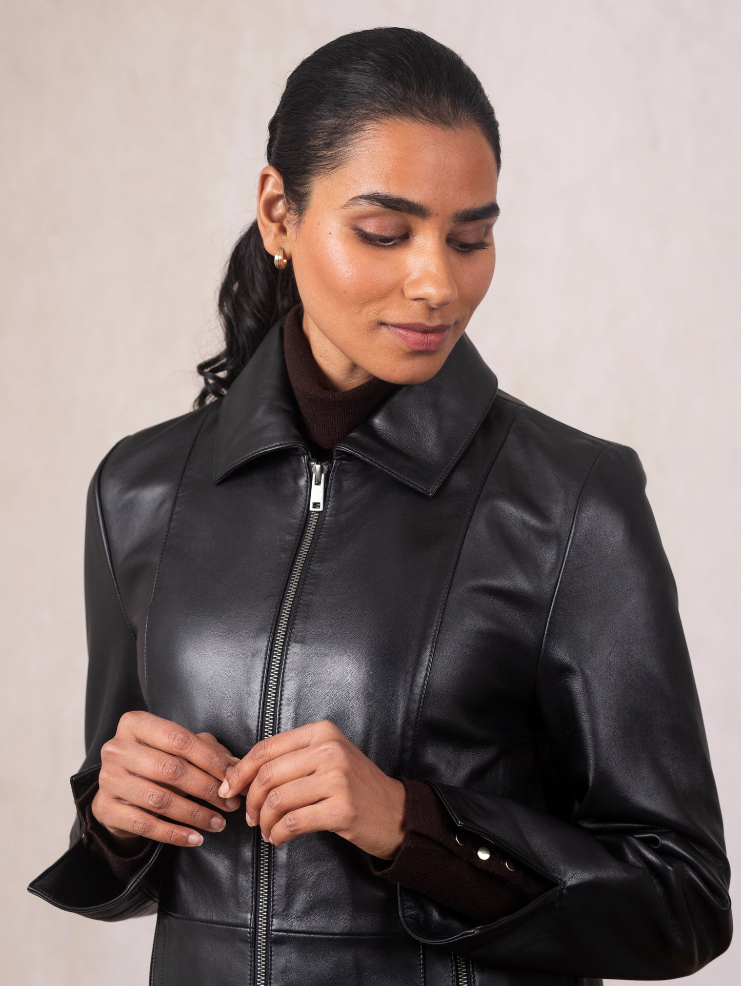 Fairnam Collared Leather Jacket