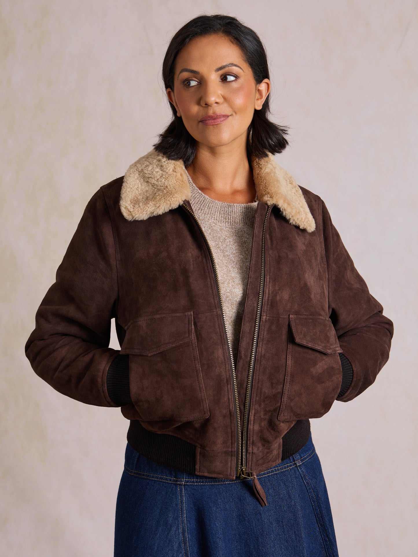 Aldoth Sheepskin Bomber Jacket