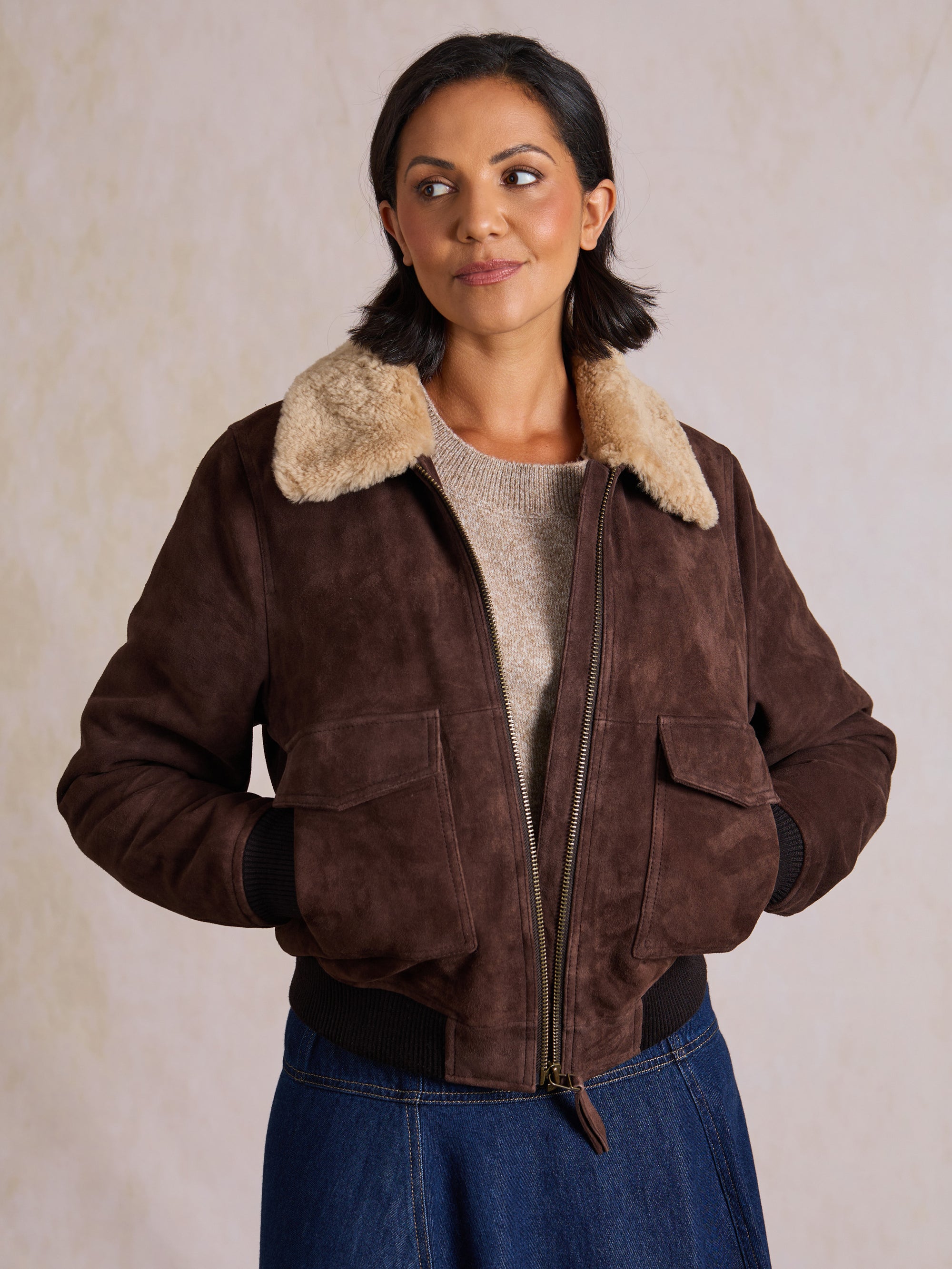 Aldoth Sheepskin Bomber Jacket
