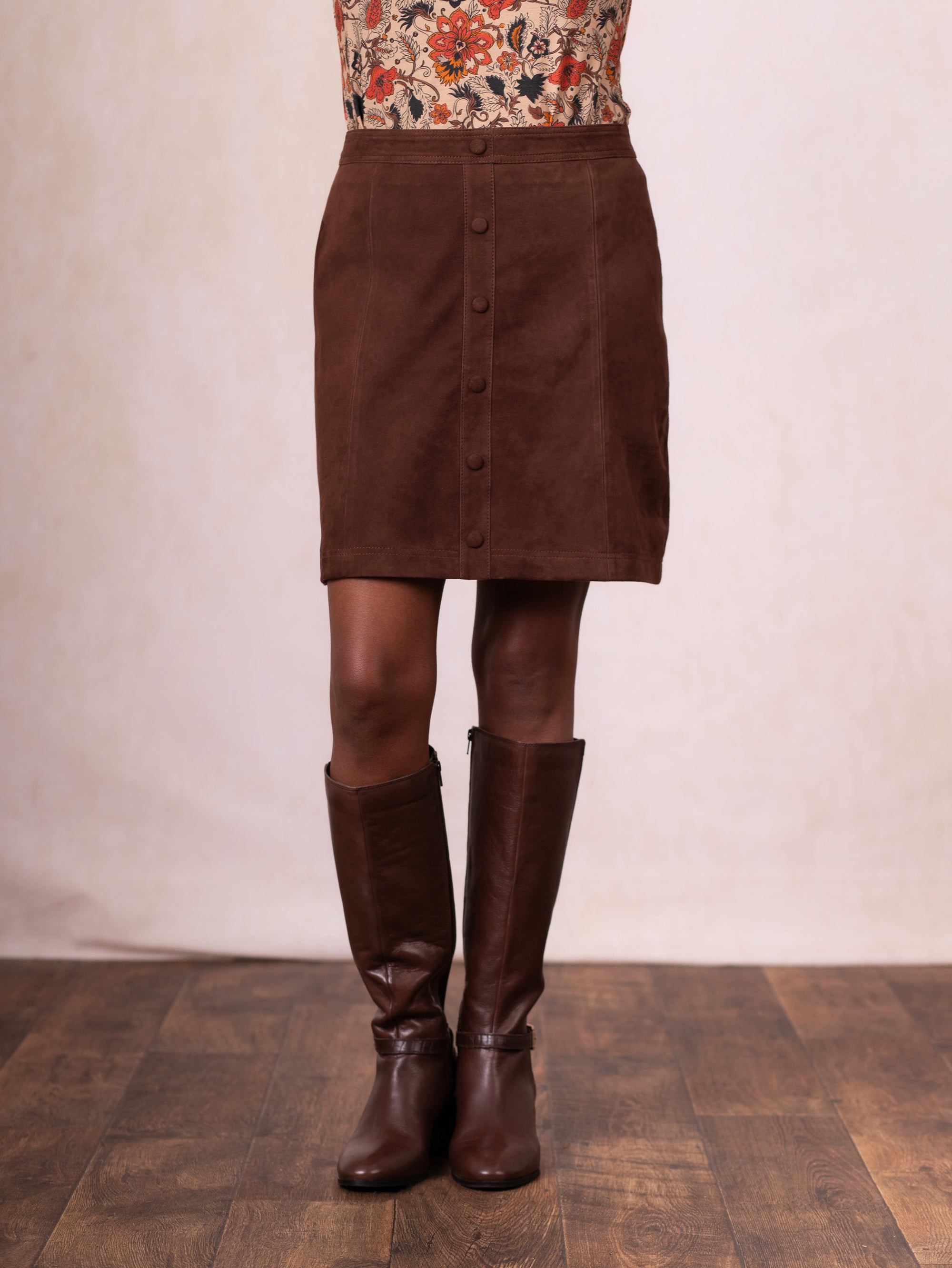 Suede A-Line Mini Skirt