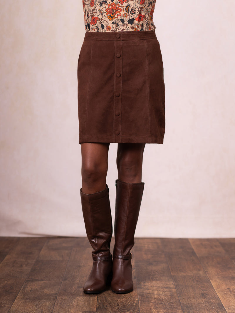 Suede A-Line Mini Skirt