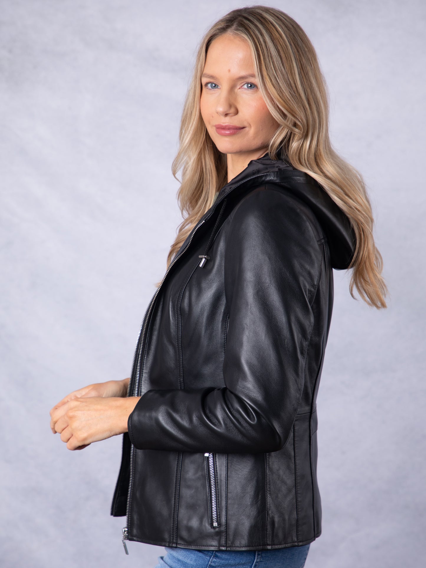 Abbeyville Hooded Leather Jacket