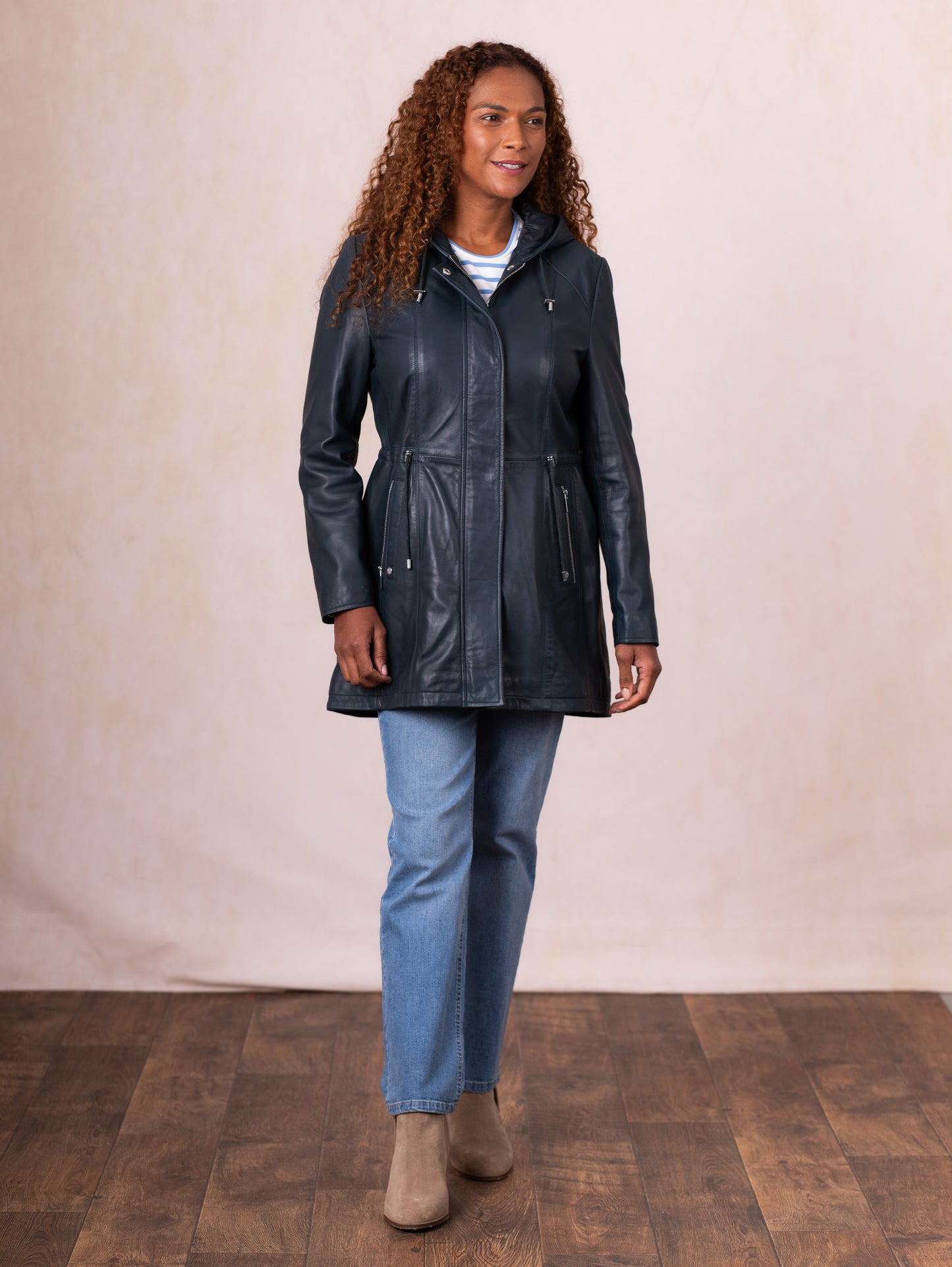Ambleside Hooded Leather Coat