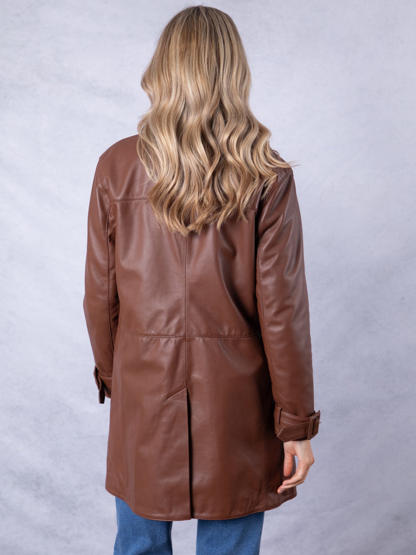 Marton Longline Button Down Leather Coat