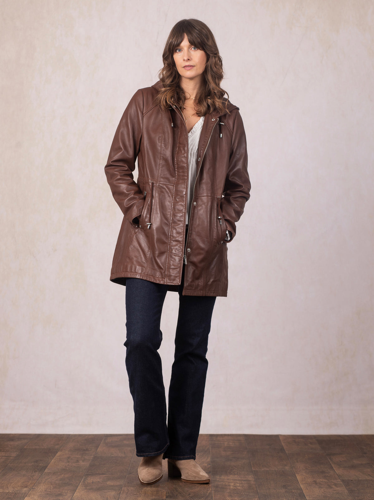 Ambletown Hooded Leather Coat