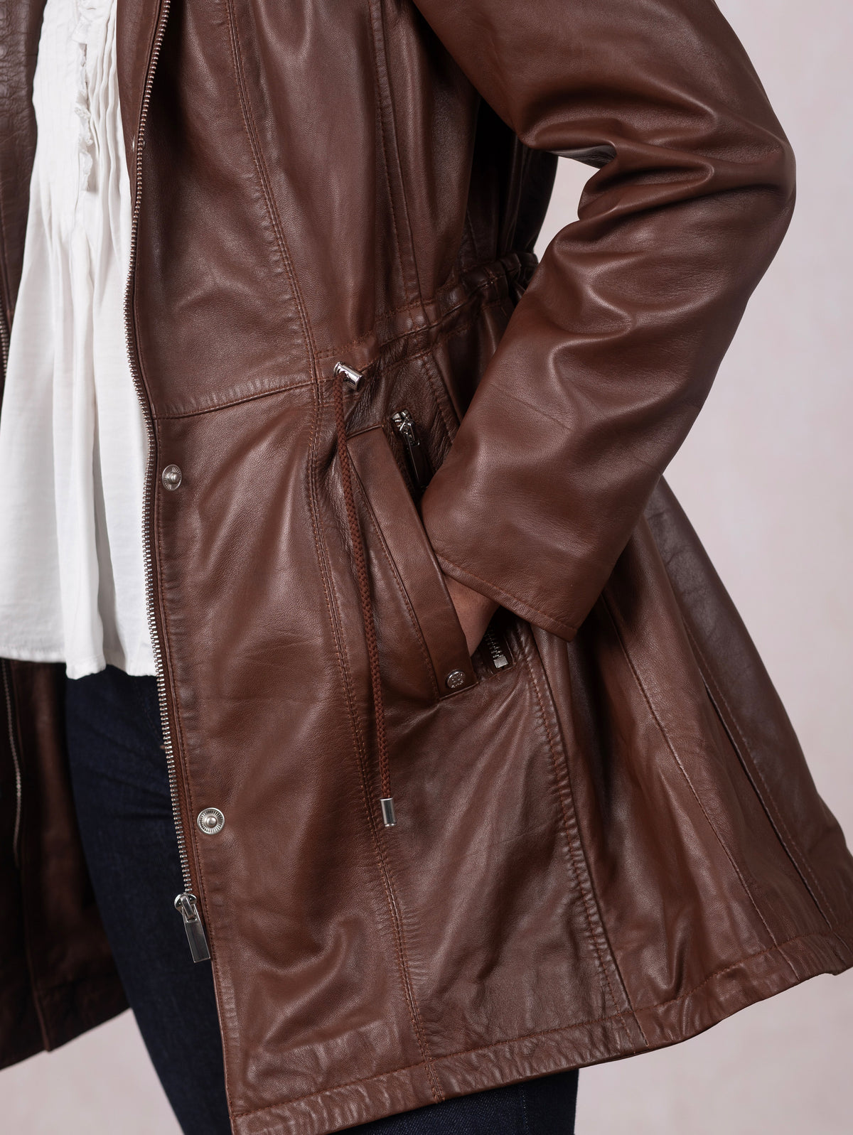Ambletown Hooded Leather Coat