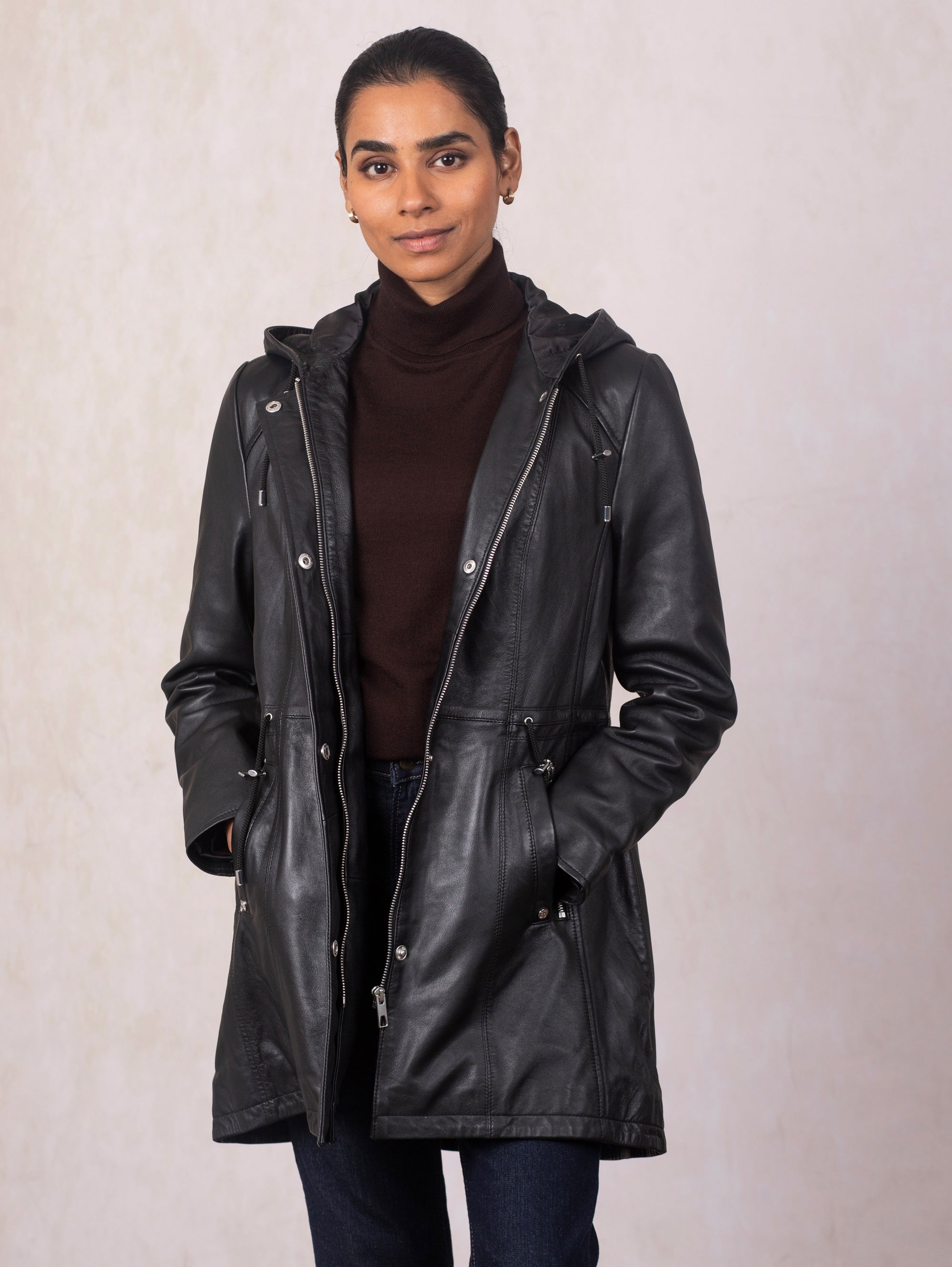 Ambletown Hooded Leather Coat