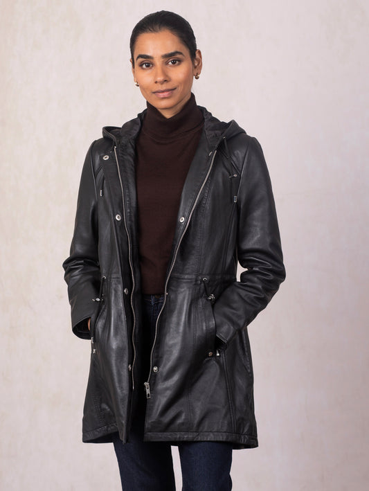 Ambletown Hooded Leather Coat
