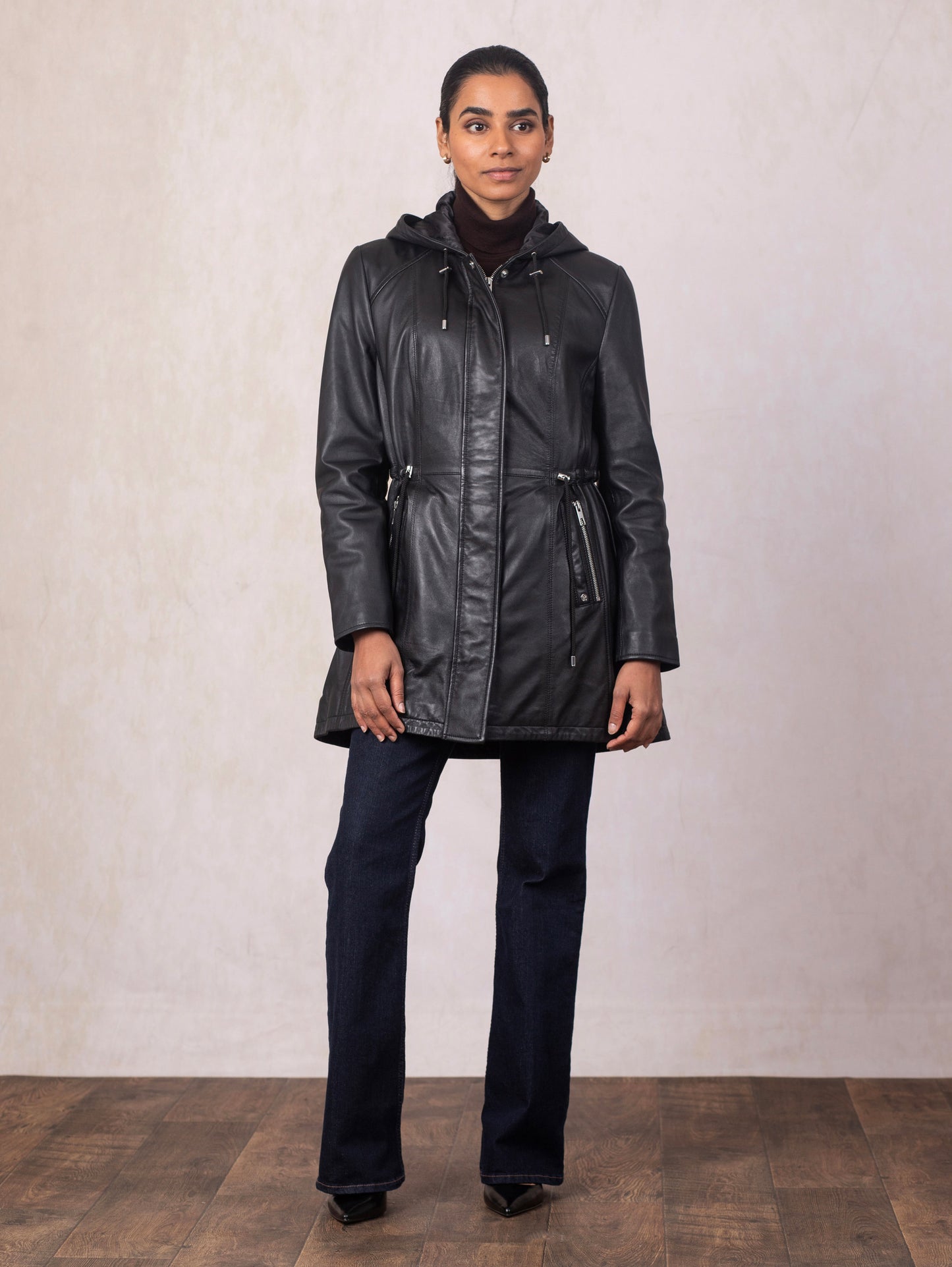 Ambletown Hooded Leather Coat