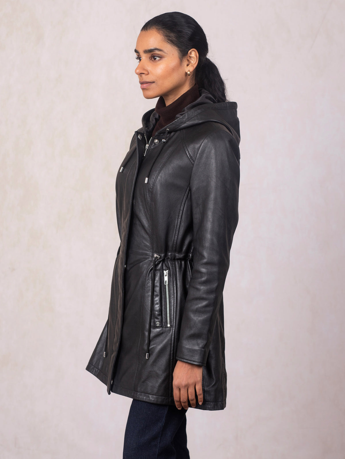 Ambletown Hooded Leather Coat