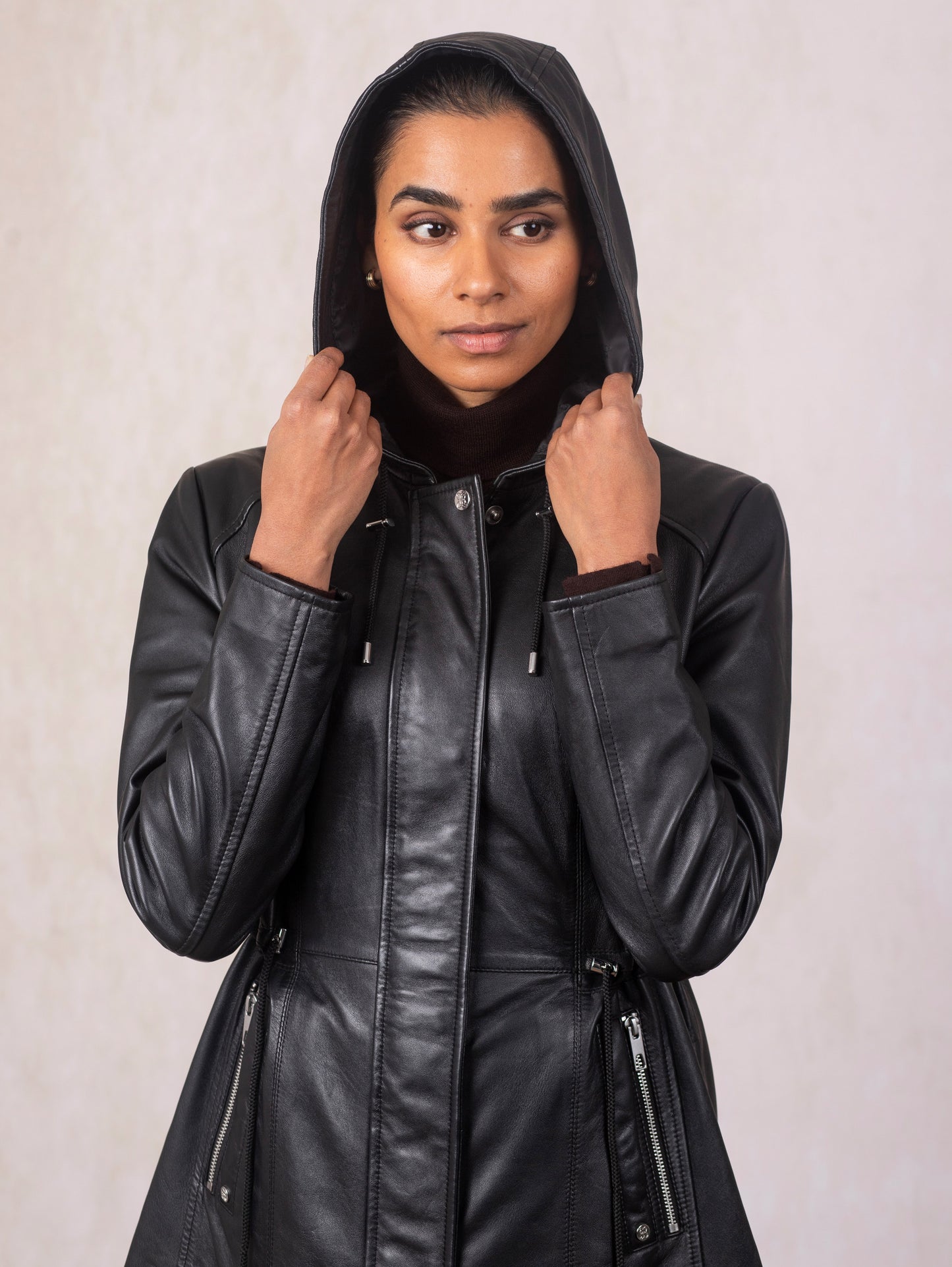 Ambletown Hooded Leather Coat