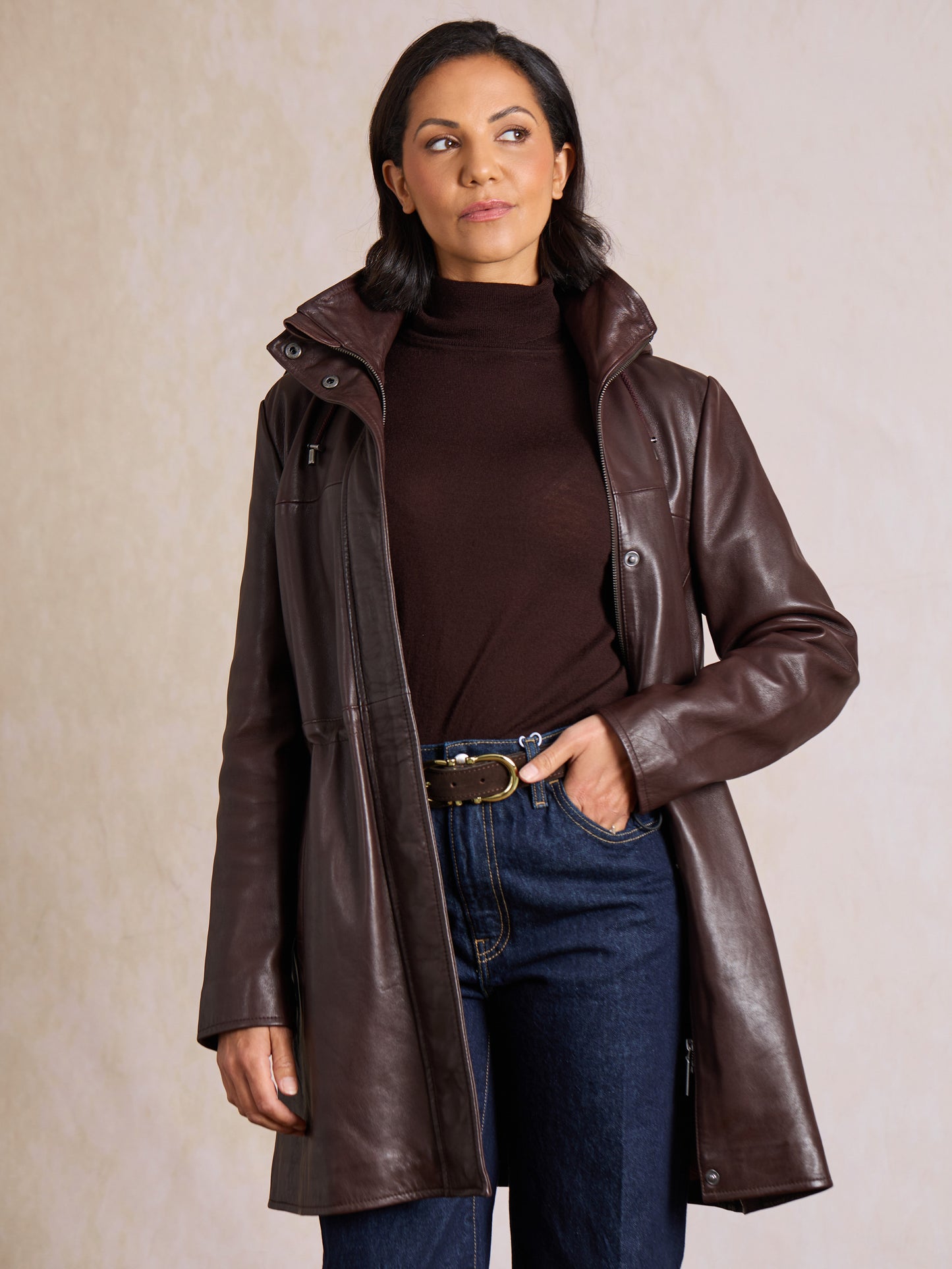 Arndale Hooded Leather Coat