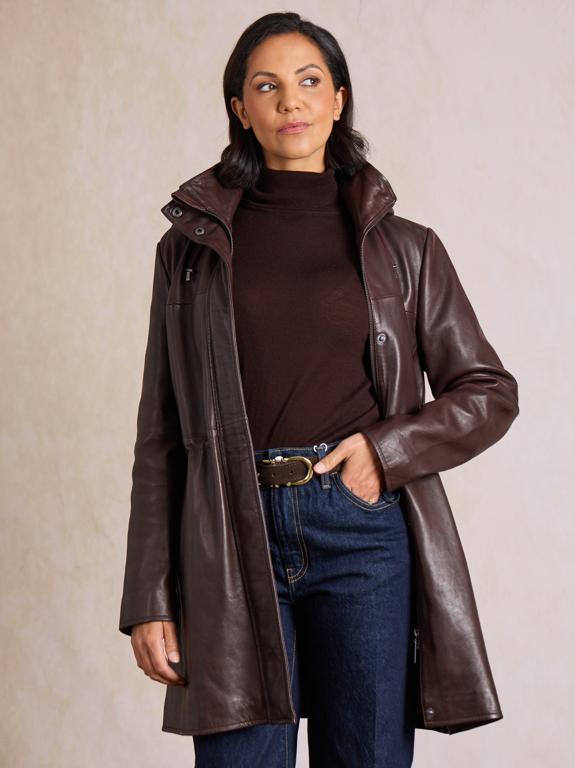 Arndale Hooded Leather Coat
