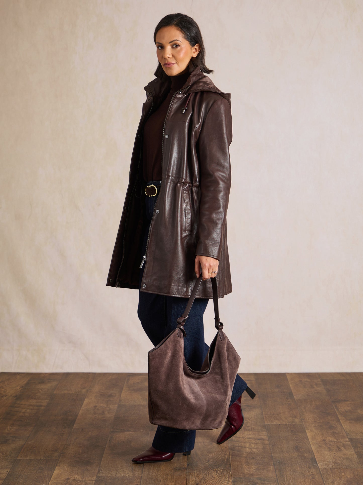 Arndale Hooded Leather Coat