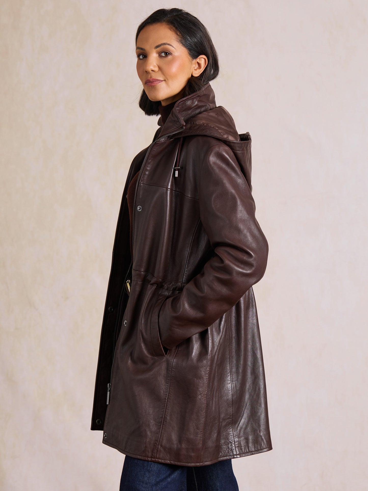 Arndale Hooded Leather Coat