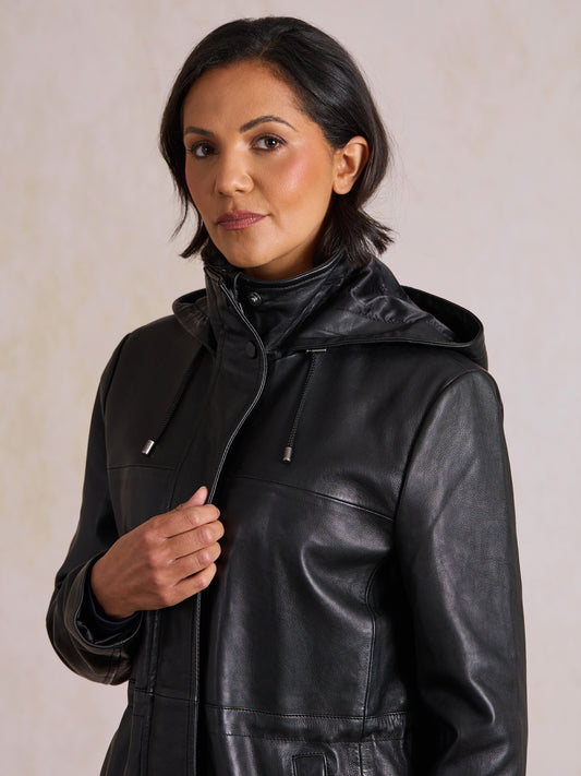 Arndale Hooded Leather Coat