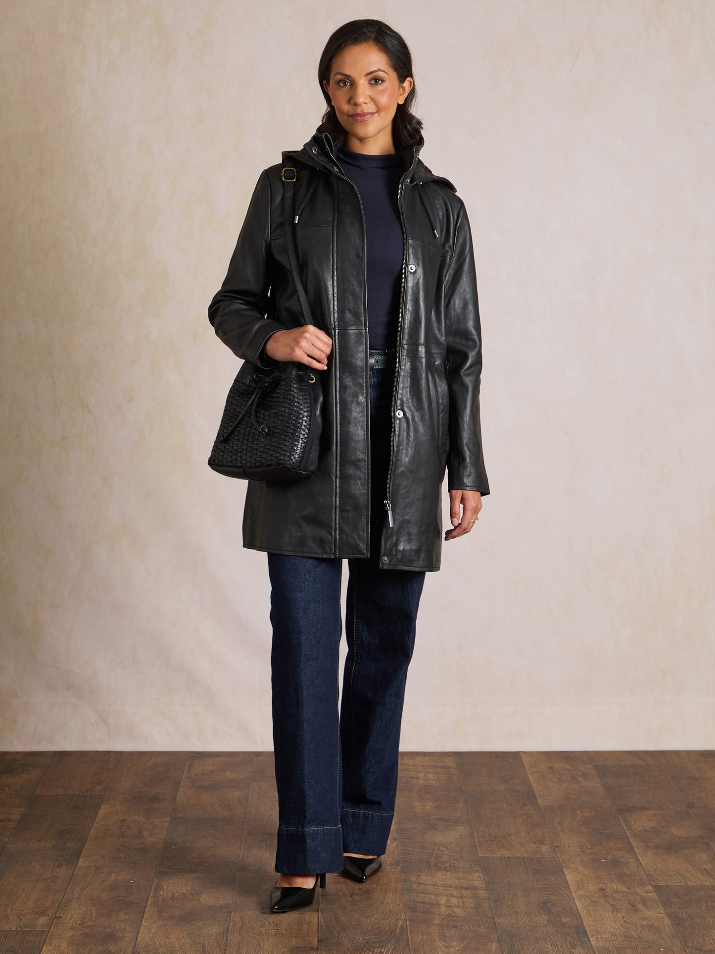 Arndale Hooded Leather Coat