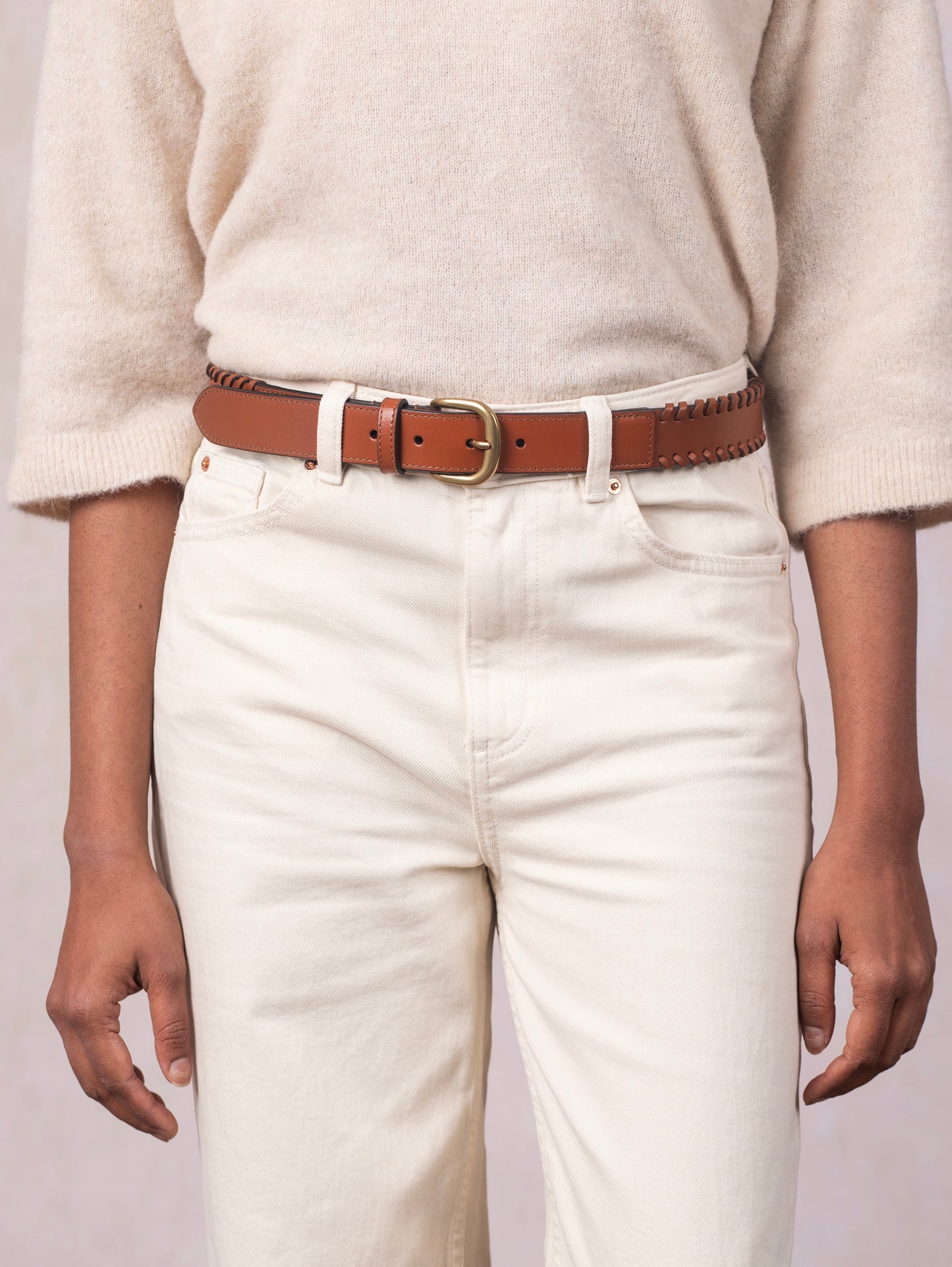 Wray Whip Stitch Leather Belt
