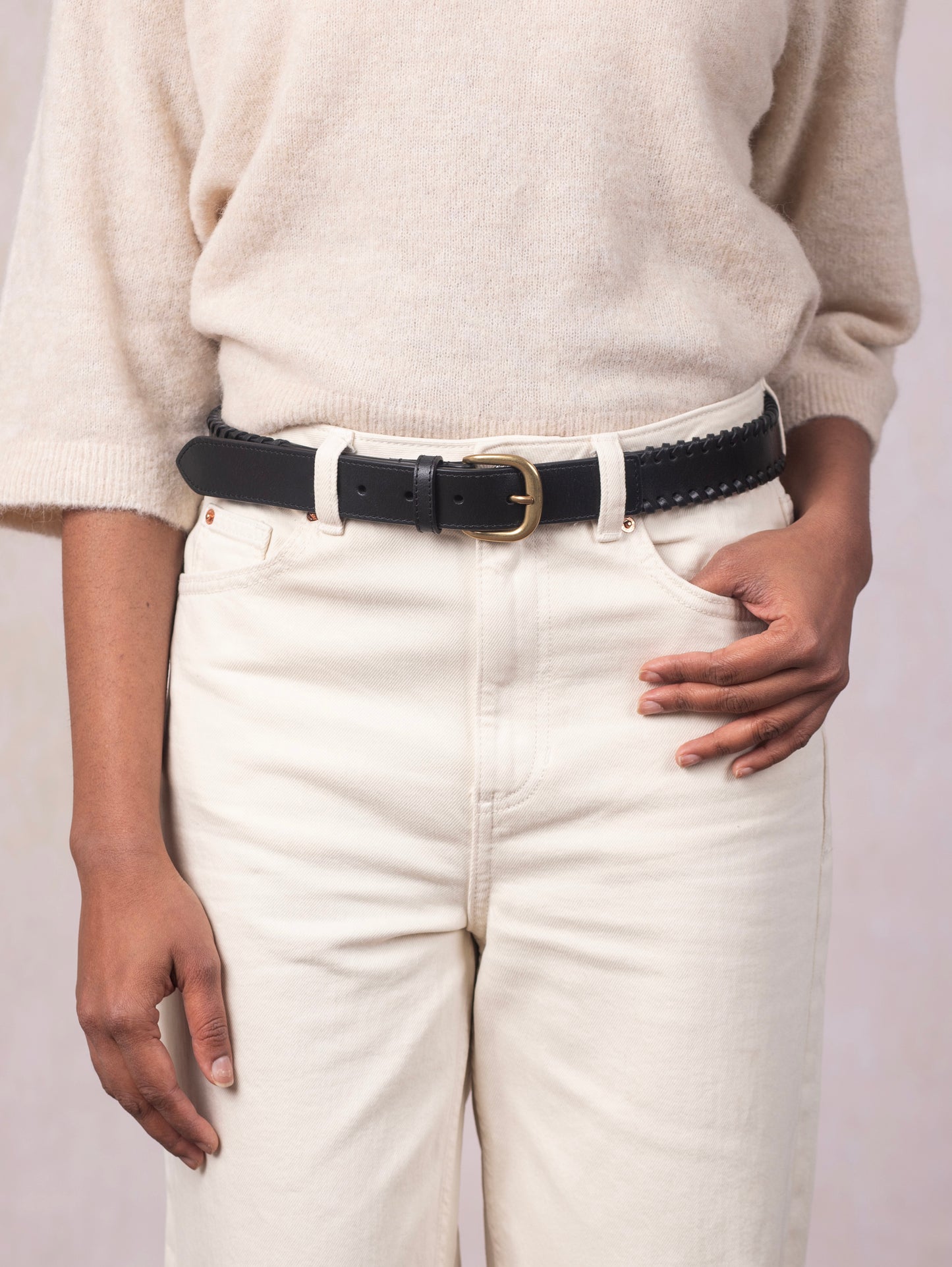 Wray Whip Stitch Leather Belt
